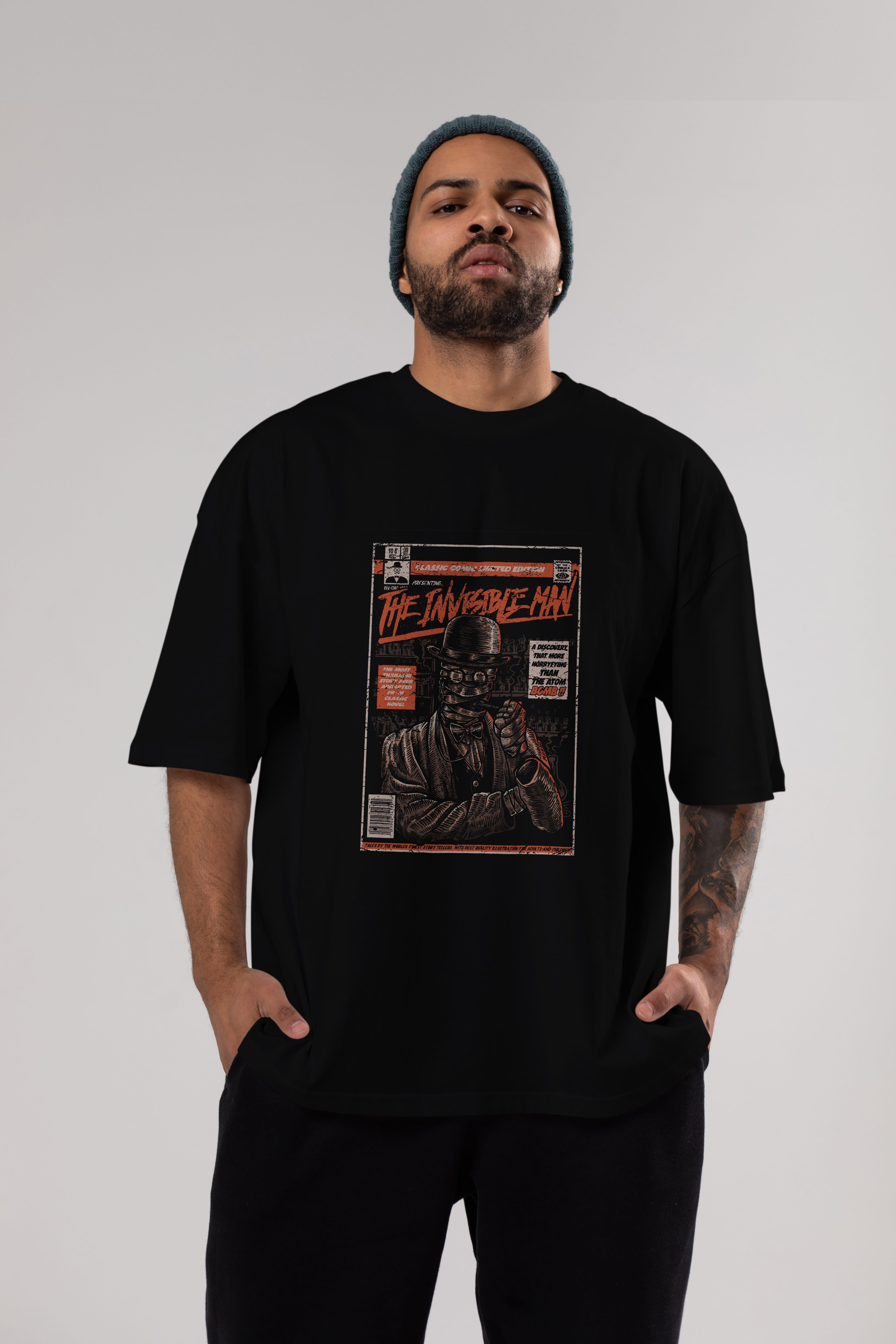 The Invisible Man Ön Baskılı Oversize t-shirt Erkek Kadın Unisex %100 Pamuk tişort
