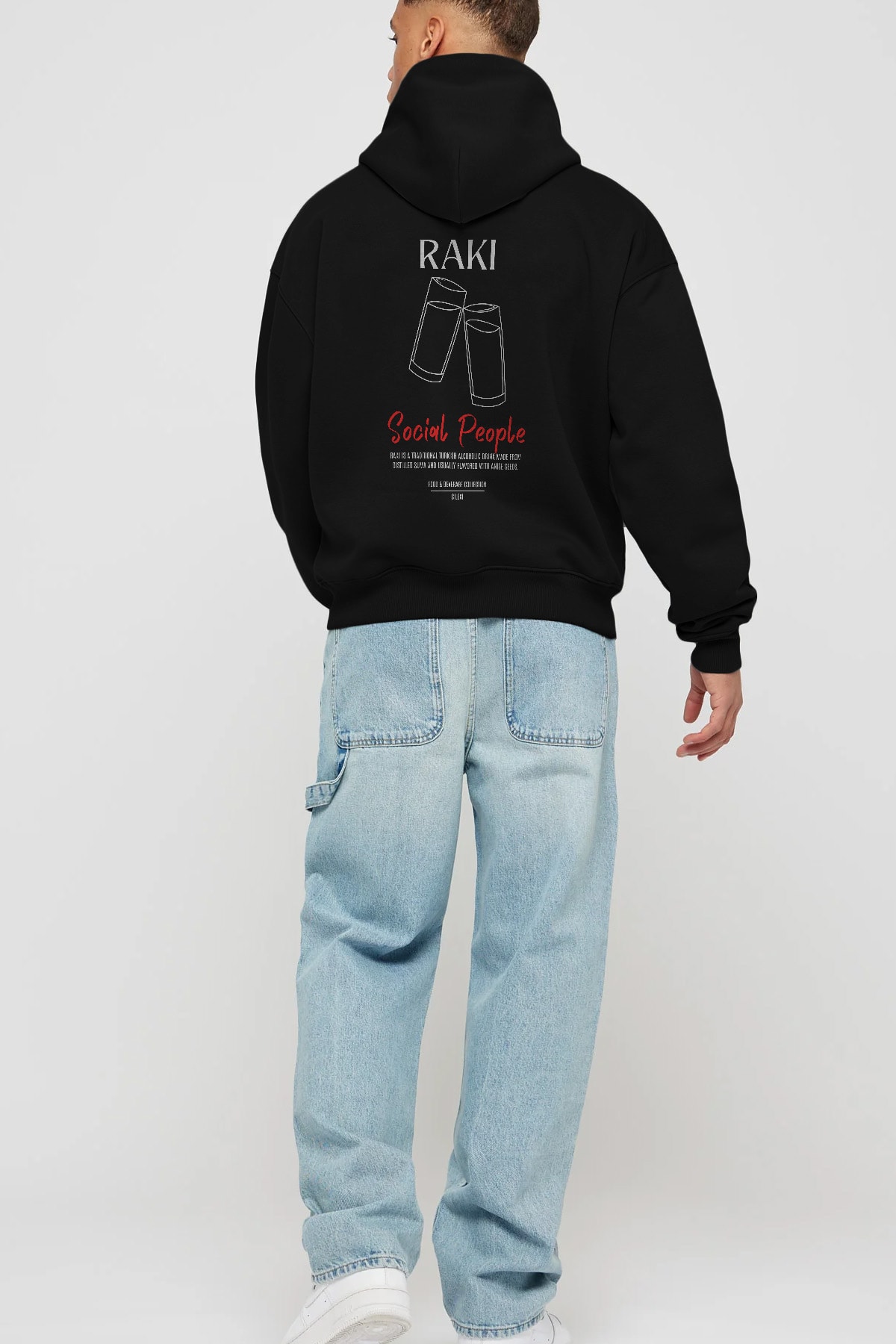 Rakı Kokteyl Arka Baskılı Hoodie Oversize Kapüşonlu Sweatshirt Erkek Kadın