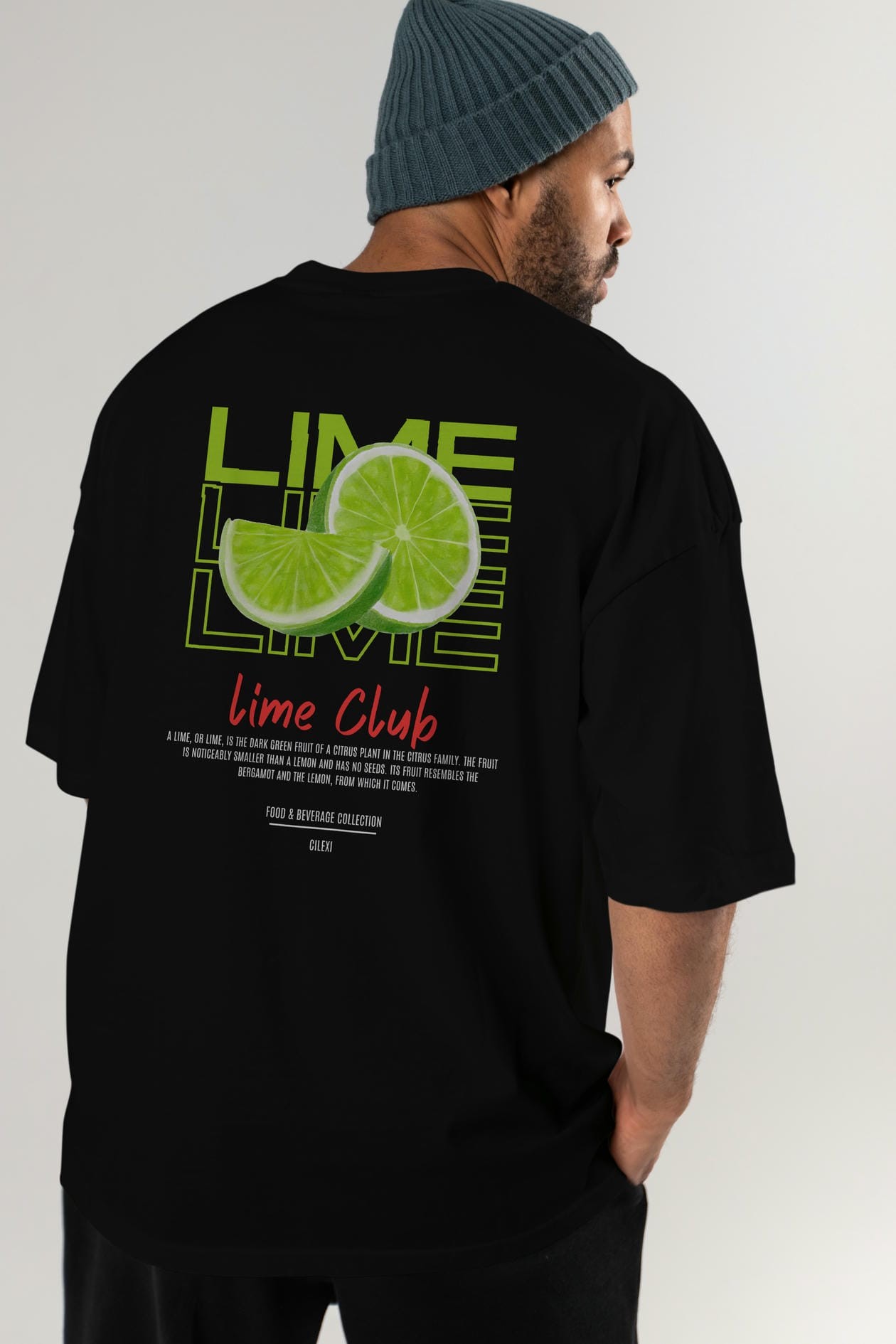 Lime Kokteyl Serisi Baskılı Oversize t-shirt Erkek Kadın Unisex %100 Pamuk Bisiklet Yaka tişort