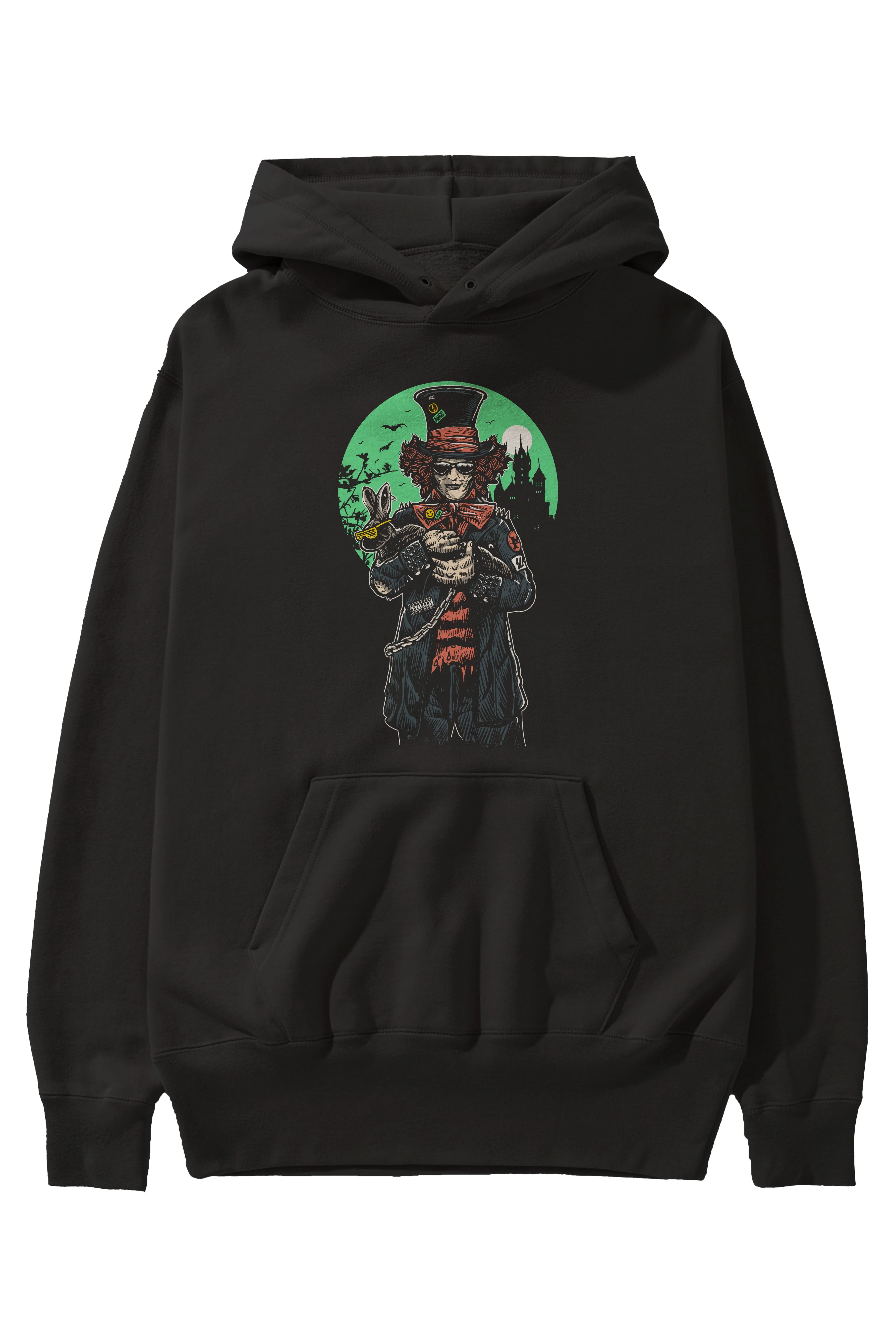 Mad Hatter Ön Baskılı Hoodie Oversize Kapüşonlu Sweatshirt Erkek Kadın Unisex