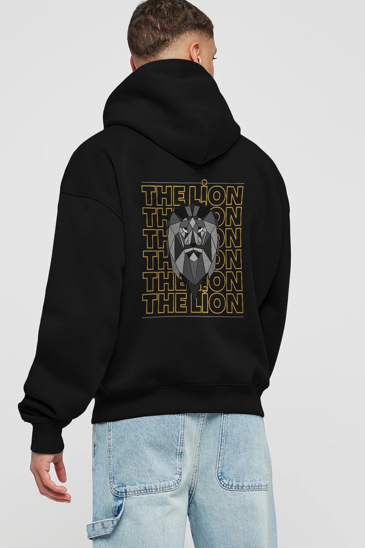 The Lion Yazılı Arka Baskılı Oversize Hoodie Kapüşonlu Sweatshirt Erkek Kadın Unisex