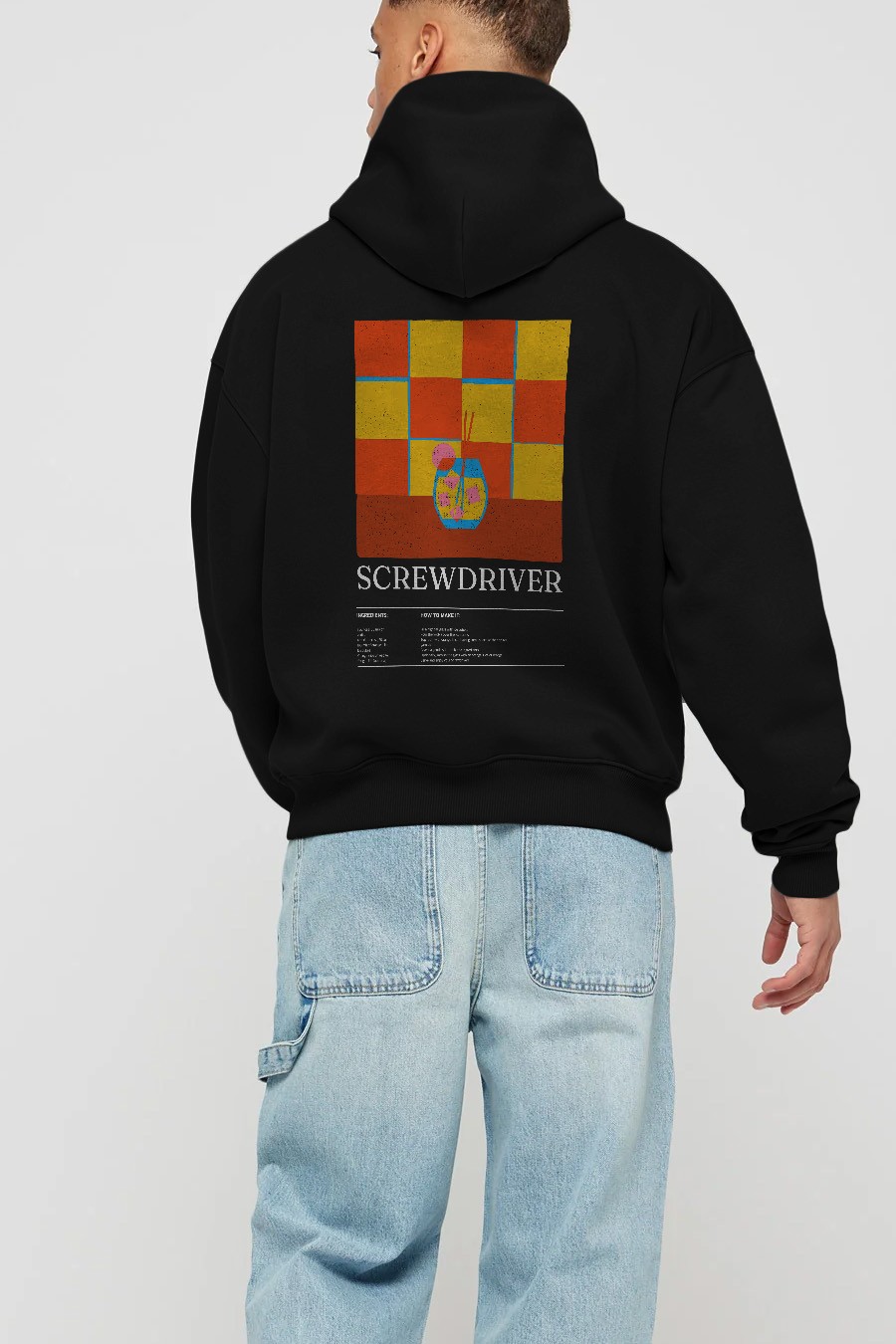 Screwdriver Kokteyl Arka Baskılı Hoodie Oversize Kapüşonlu Sweatshirt Erkek Kadın