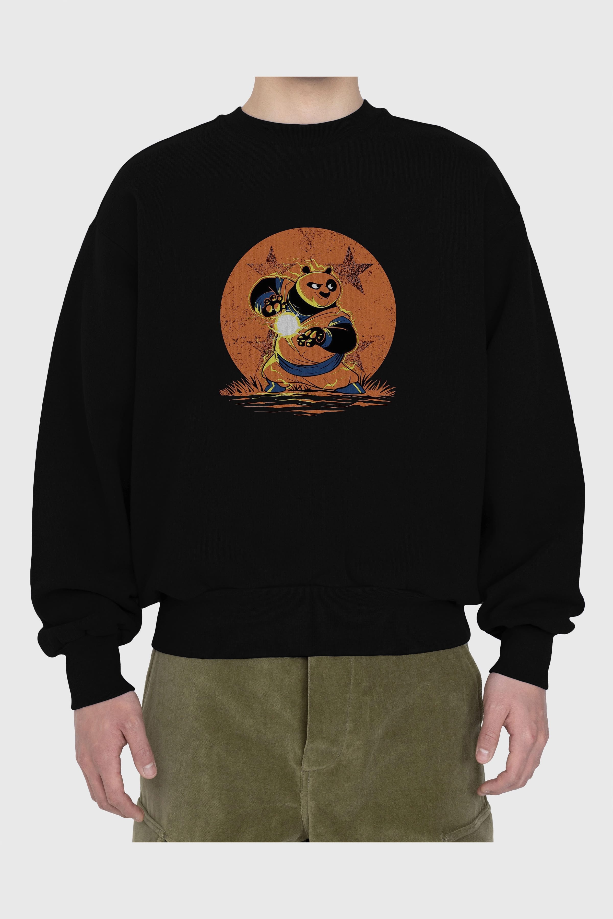 Kung Fu Panda Ön Baskılı Oversize Sweatshirt Erkek Kadın Unisex