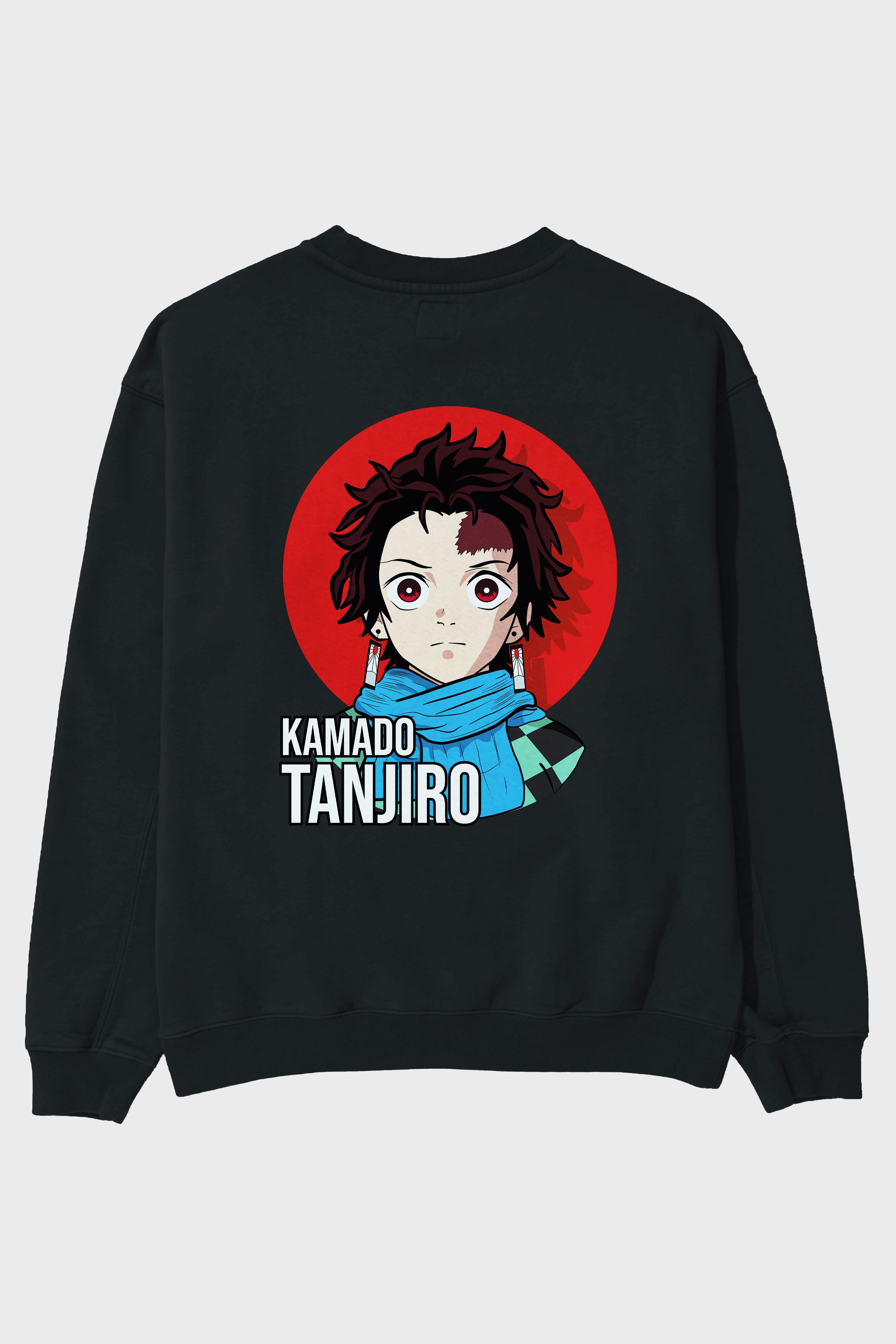 TANJIRO KAMADO Anime Arka Baskılı Oversize Sweatshirt Erkek Kadın Unisex