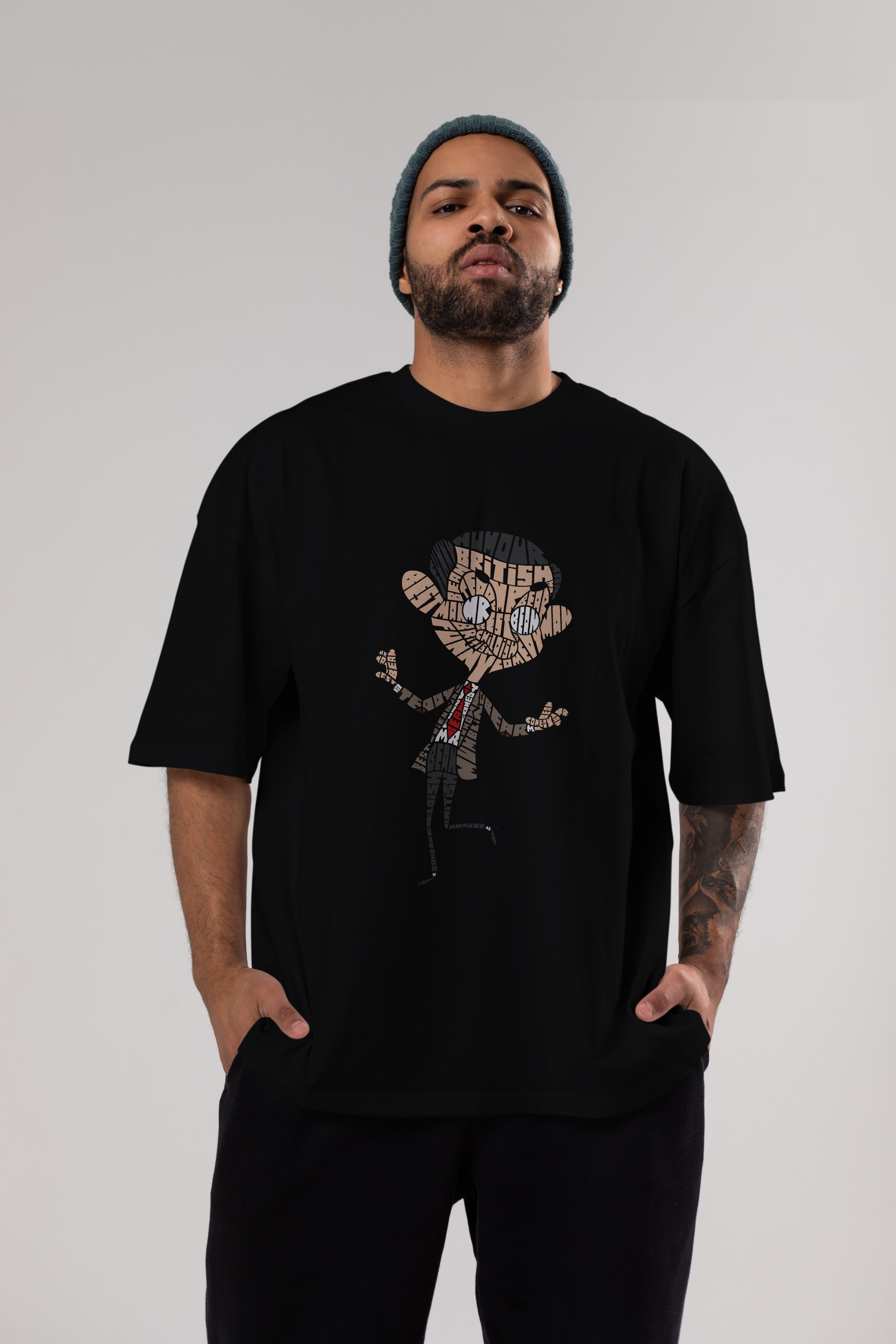 Mr Bean Ön Baskılı Oversize t-shirt %100 pamuk Erkek Kadın Unisex
