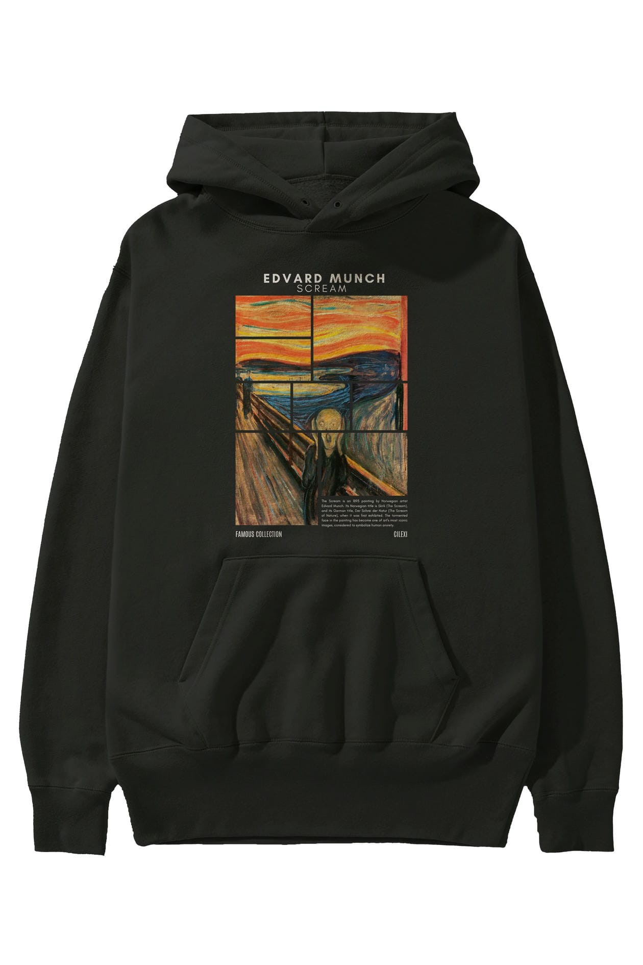 Edvard Munch Scream ön Baskılı Hoodie Oversize Kapüşonlu Sweatshirt Erkek Kadın