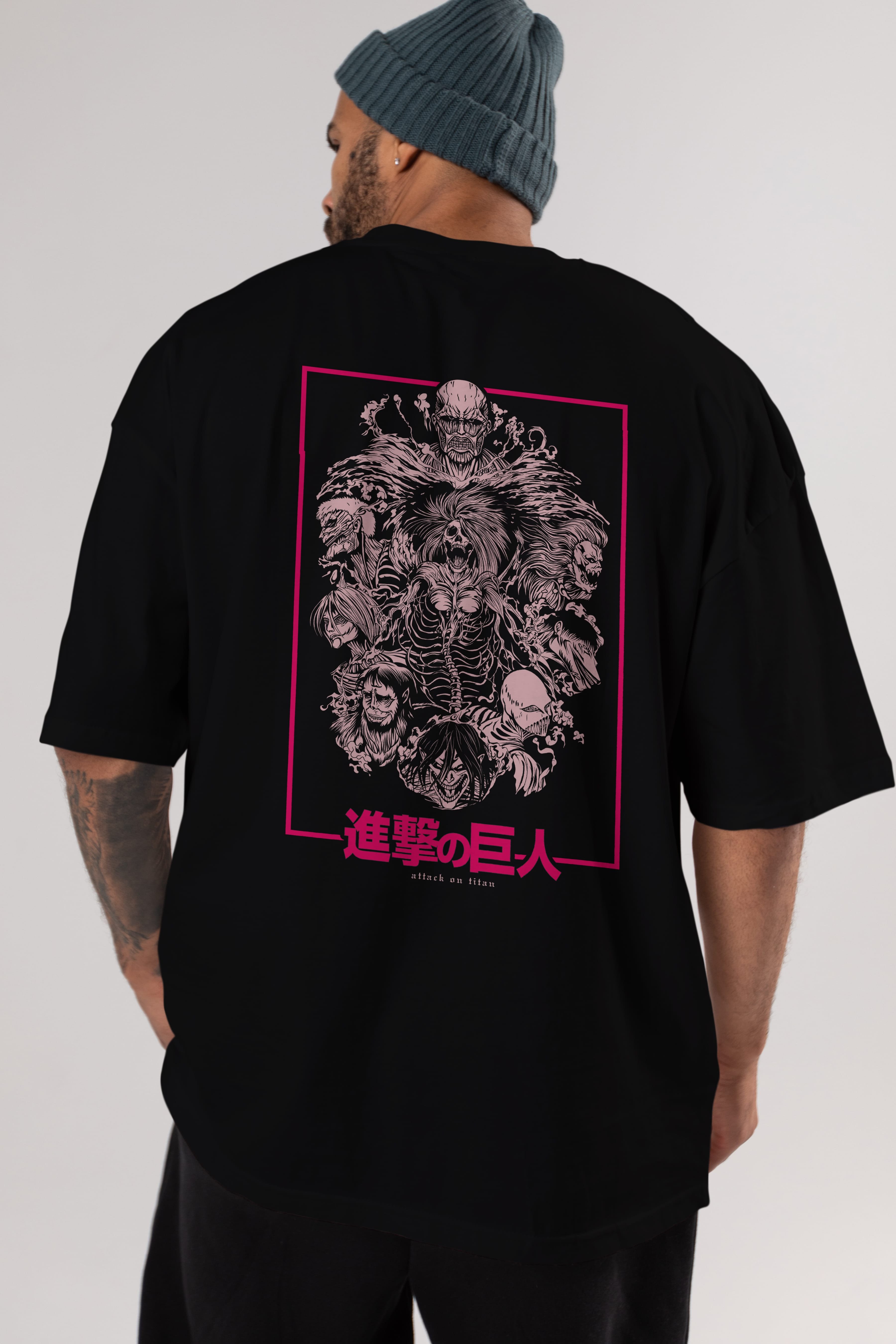 ATTACK ON TITANS Anime Arka Baskılı Oversize t-shirt Erkek Kadın Unisex