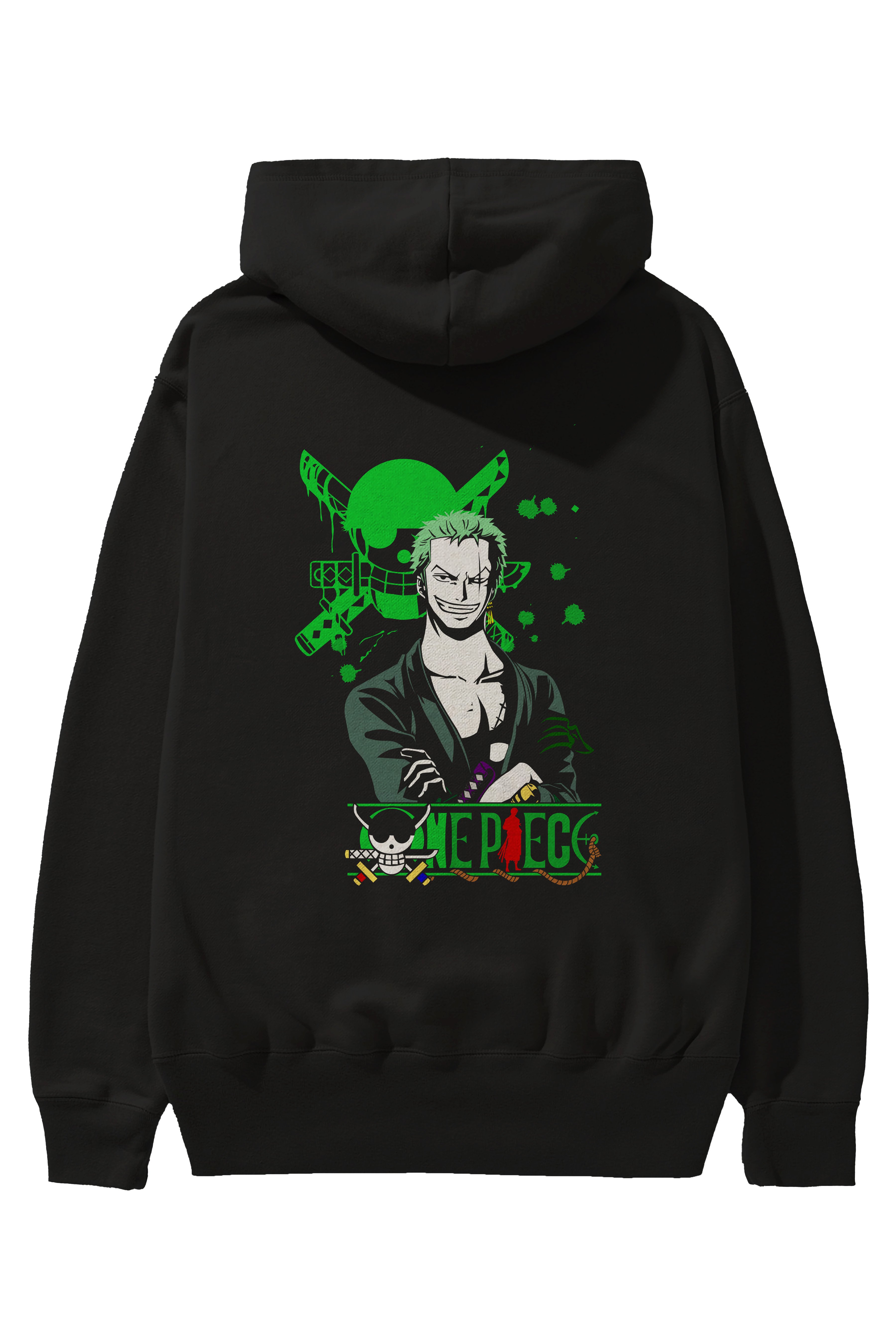 Roronoa Zoro 2 Anime Arka Baskılı Hoodie Oversize Kapüşonlu Sweatshirt Erkek Kadın Unisex