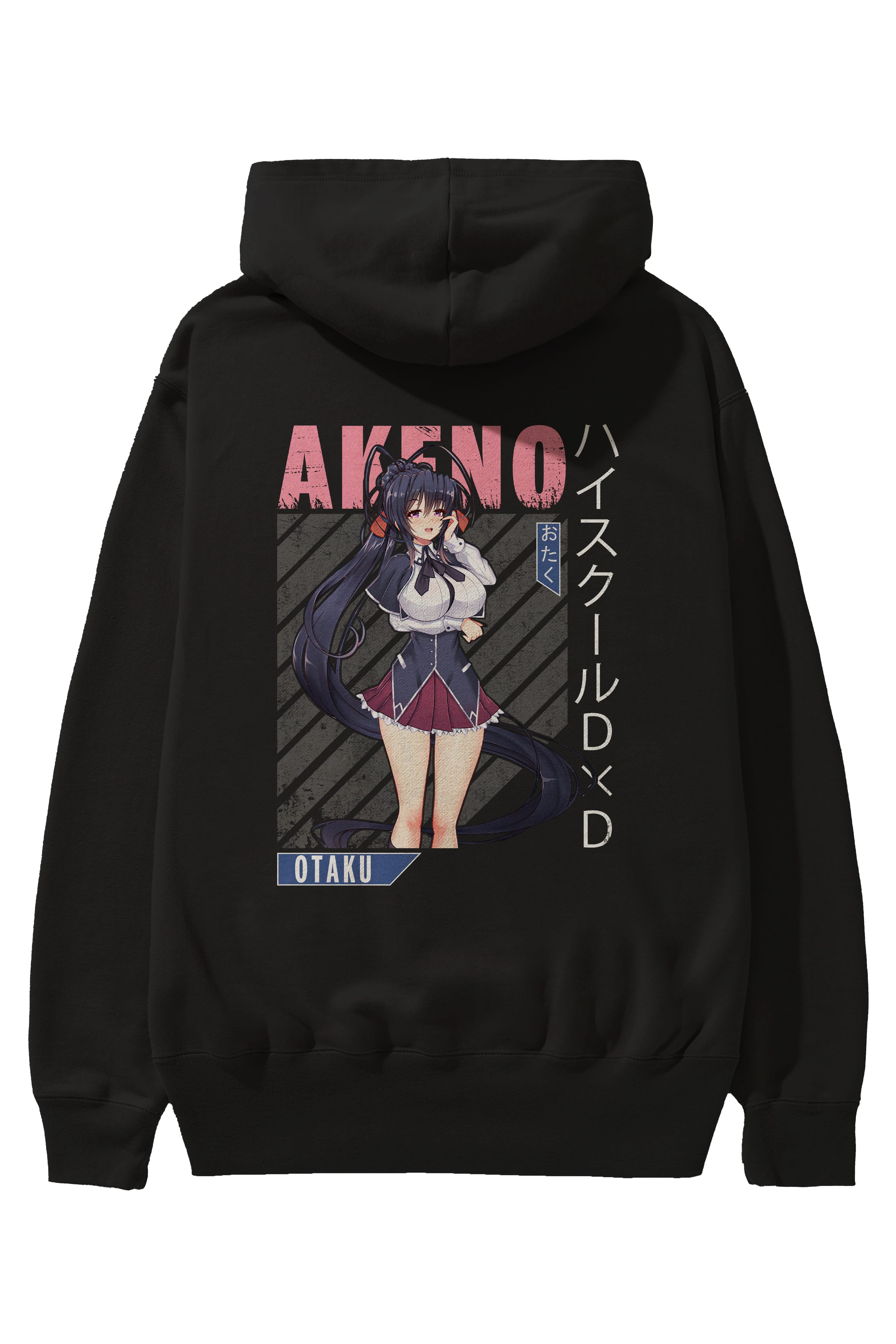Akeno Himejima 4 Anime Arka Baskılı Hoodie Oversize Kapüşonlu Sweatshirt Erkek Kadın Unisex