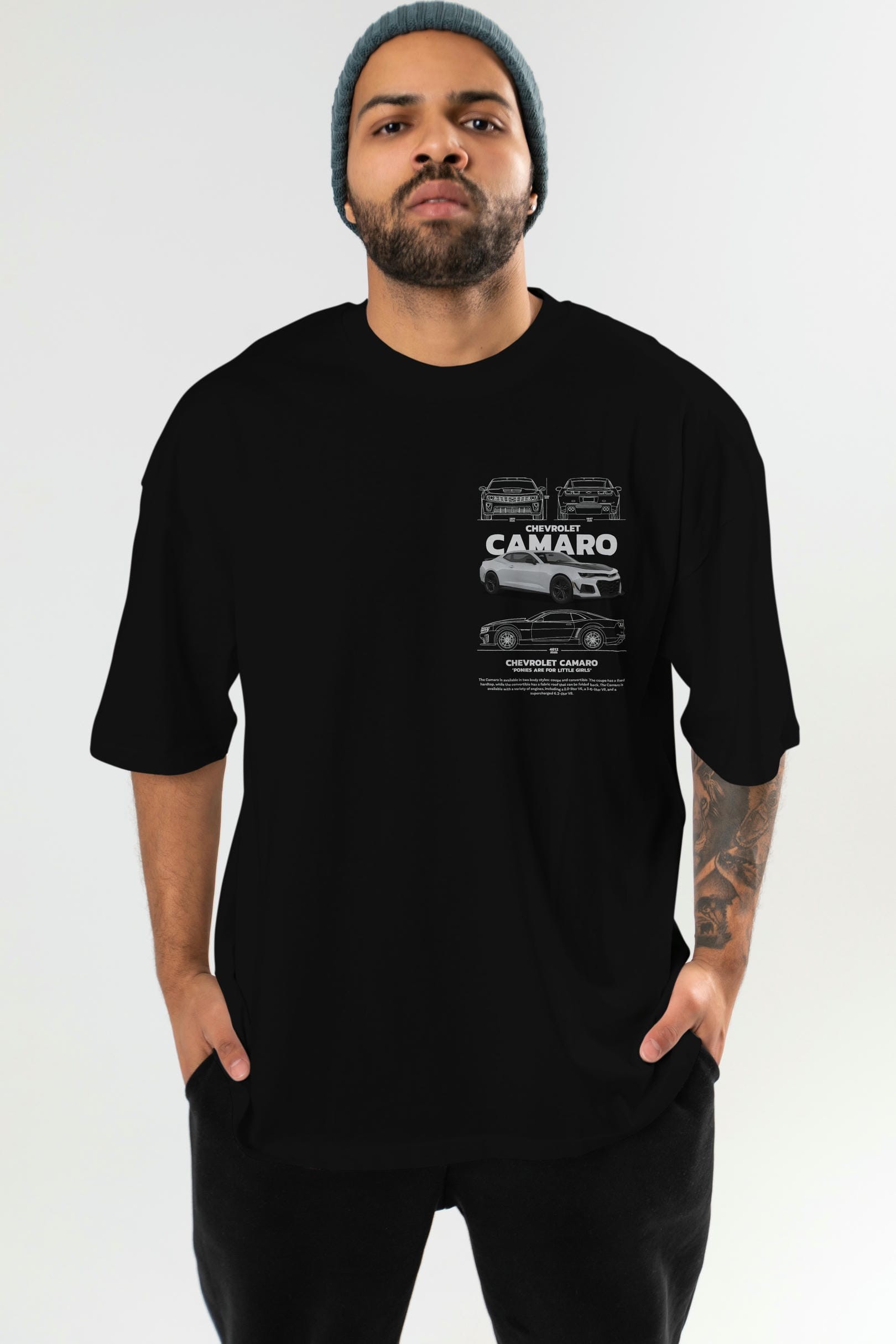 CHEVROLET CAMARO 1 Ön Sol Baskılı Oversize t-shirt Erkek Kadın Unisex %100 Pamuk Bisiklet Yaka tişort