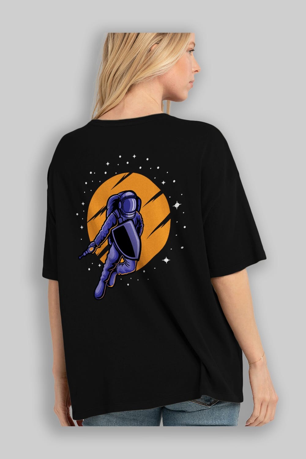 Astro Wars Arka Baskılı Oversize t-shirt Erkek Kadın Unisex