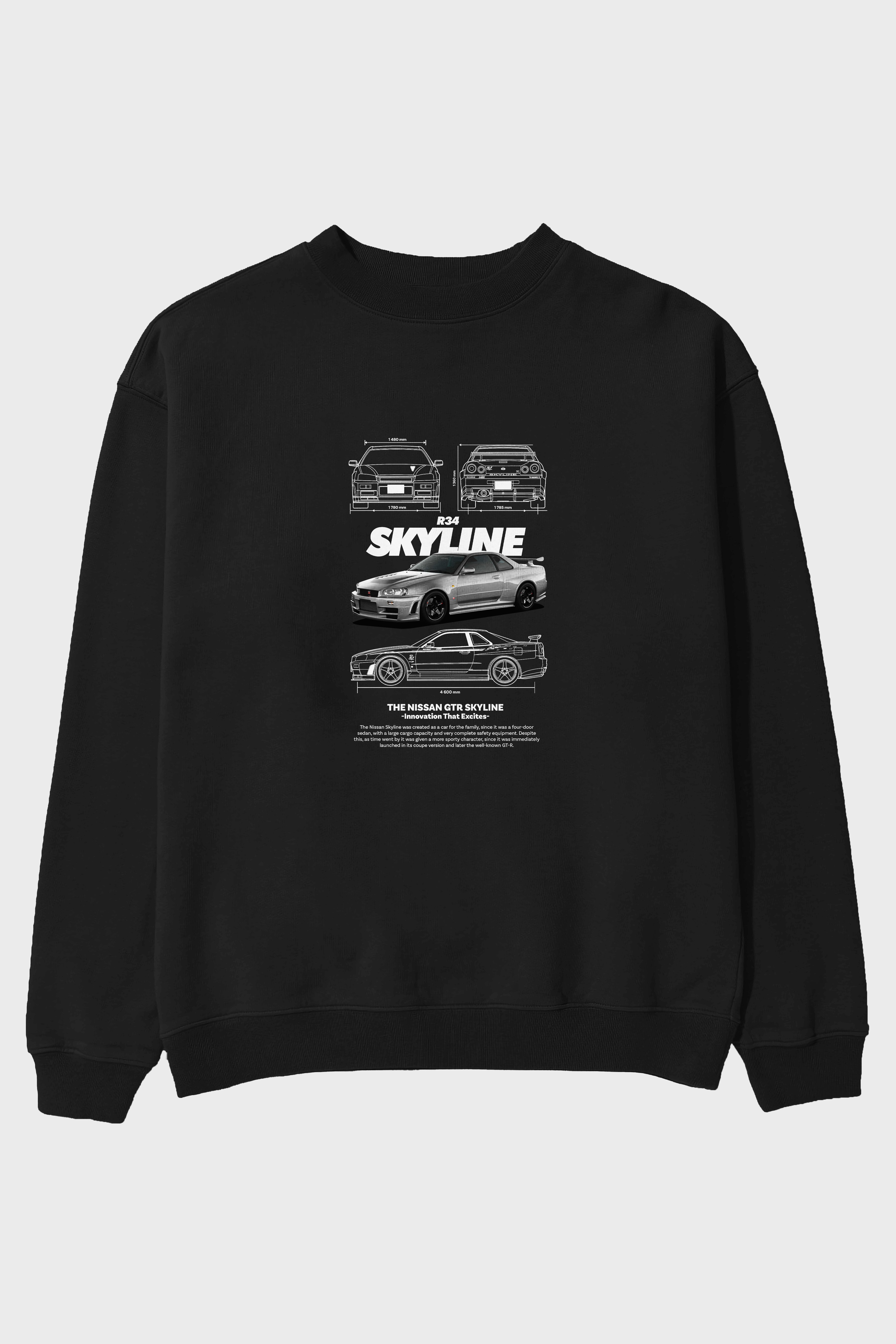 NISSAN GTR SKYLINE R34 Ön Baskılı Anime Oversize Sweatshirt Erkek Kadın Unisex