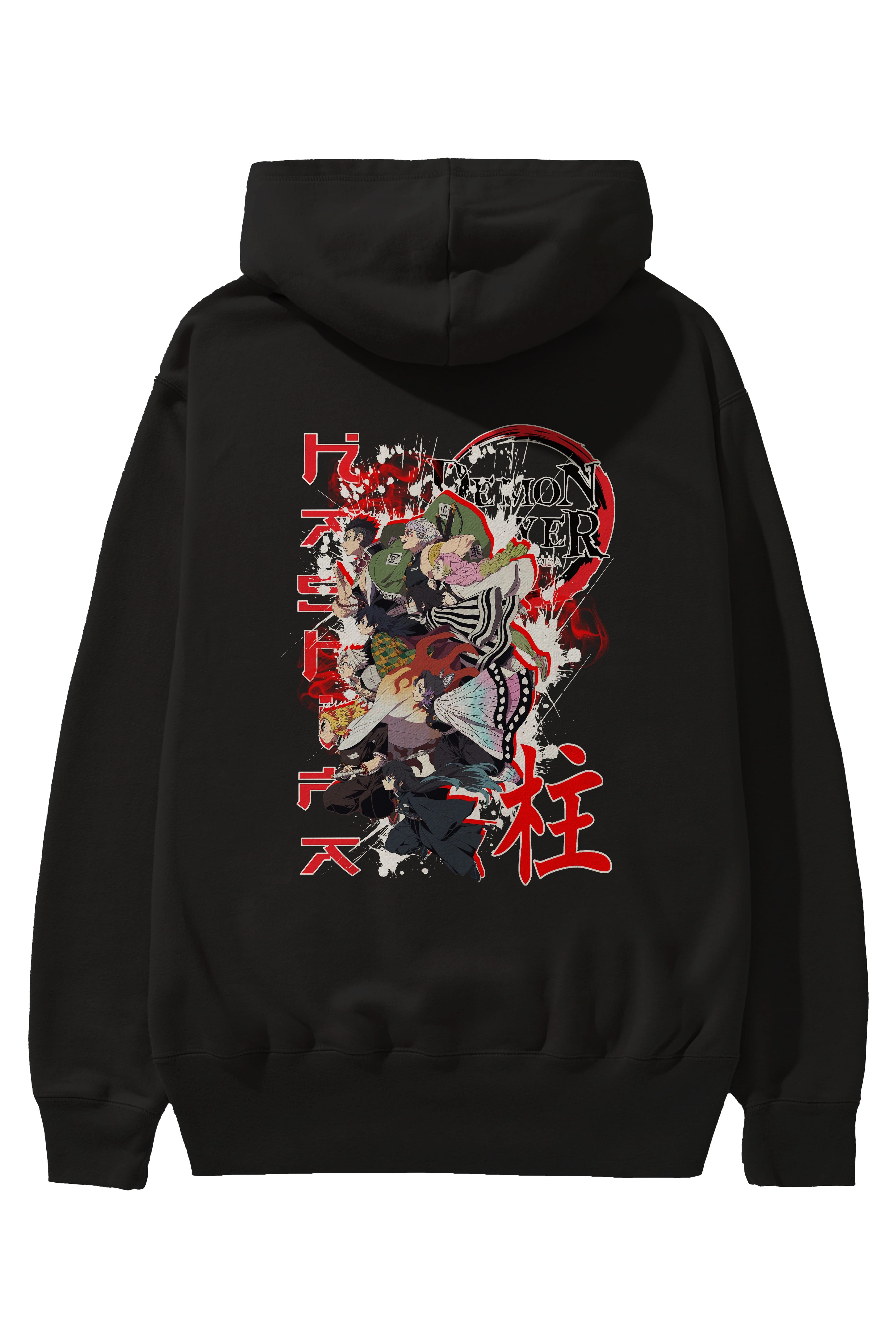 DEMON SLAYER SLAYERS Anime Arka Baskılı Hoodie Oversize Kapüşonlu Sweatshirt Erkek Kadın Unisex