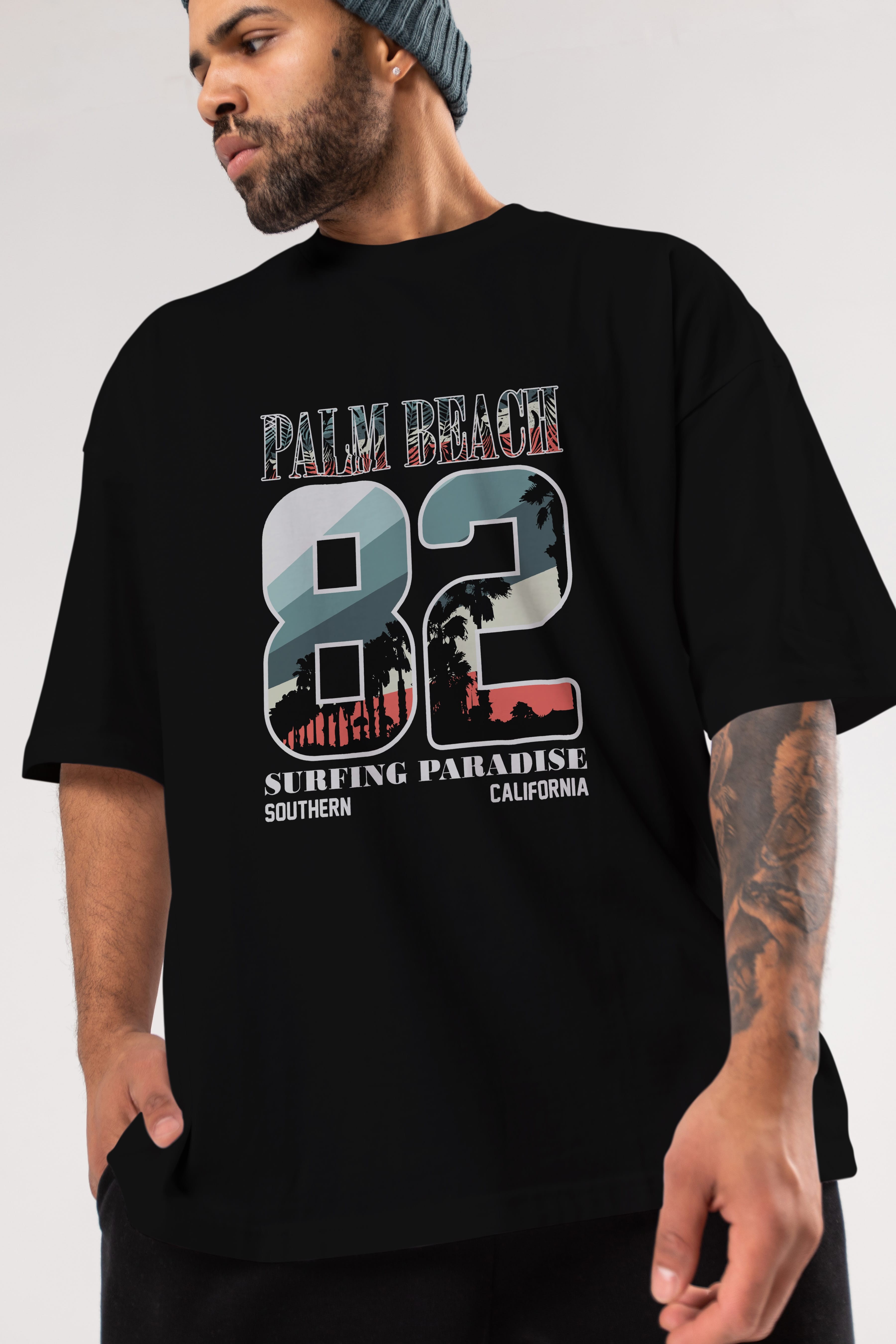 Palm Beach 82 Ön Baskılı Oversize t-shirt Erkek Kadın Unisex