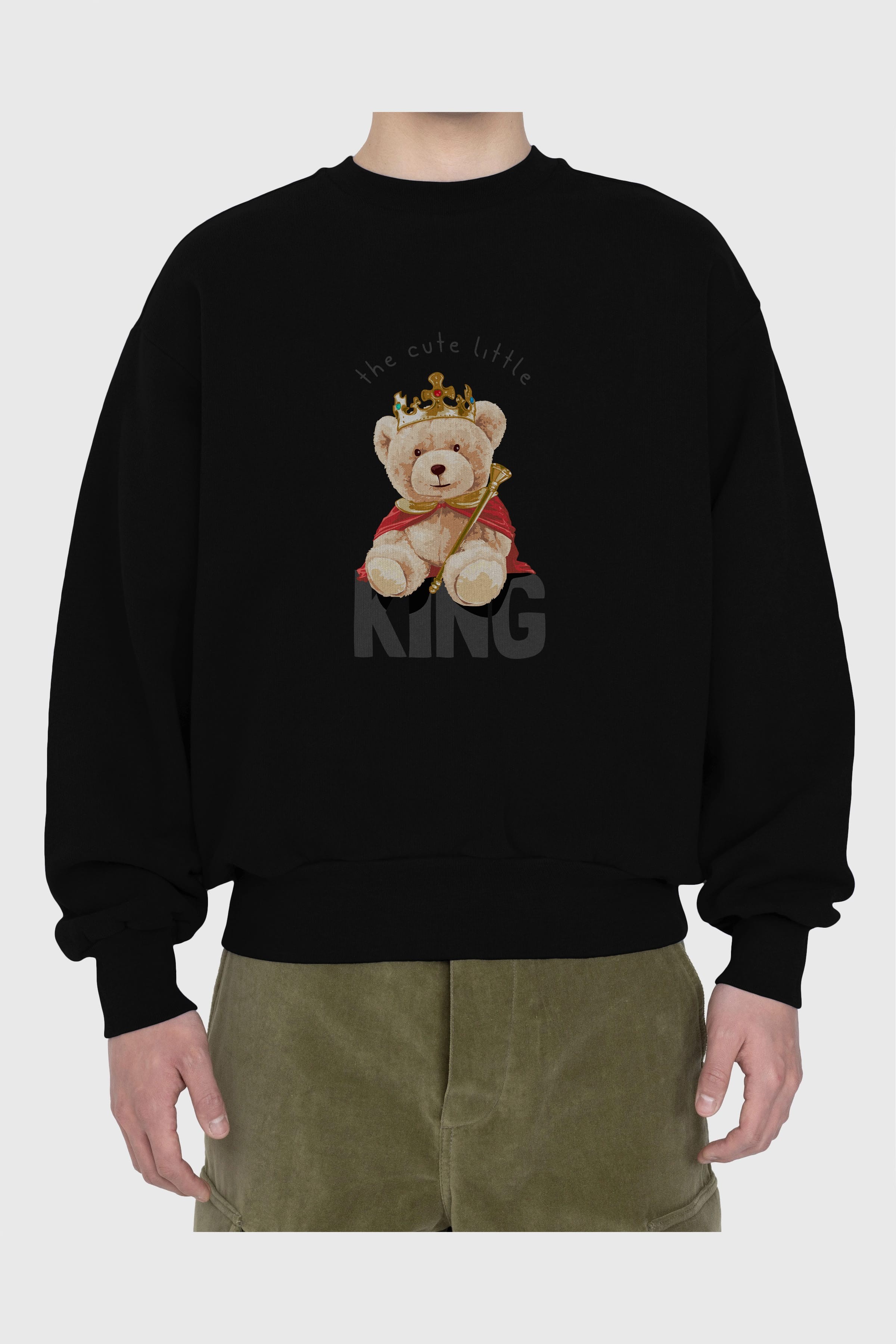 Teddy Bear King Ön Baskılı Oversize Sweatshirt Erkek Kadın Unisex