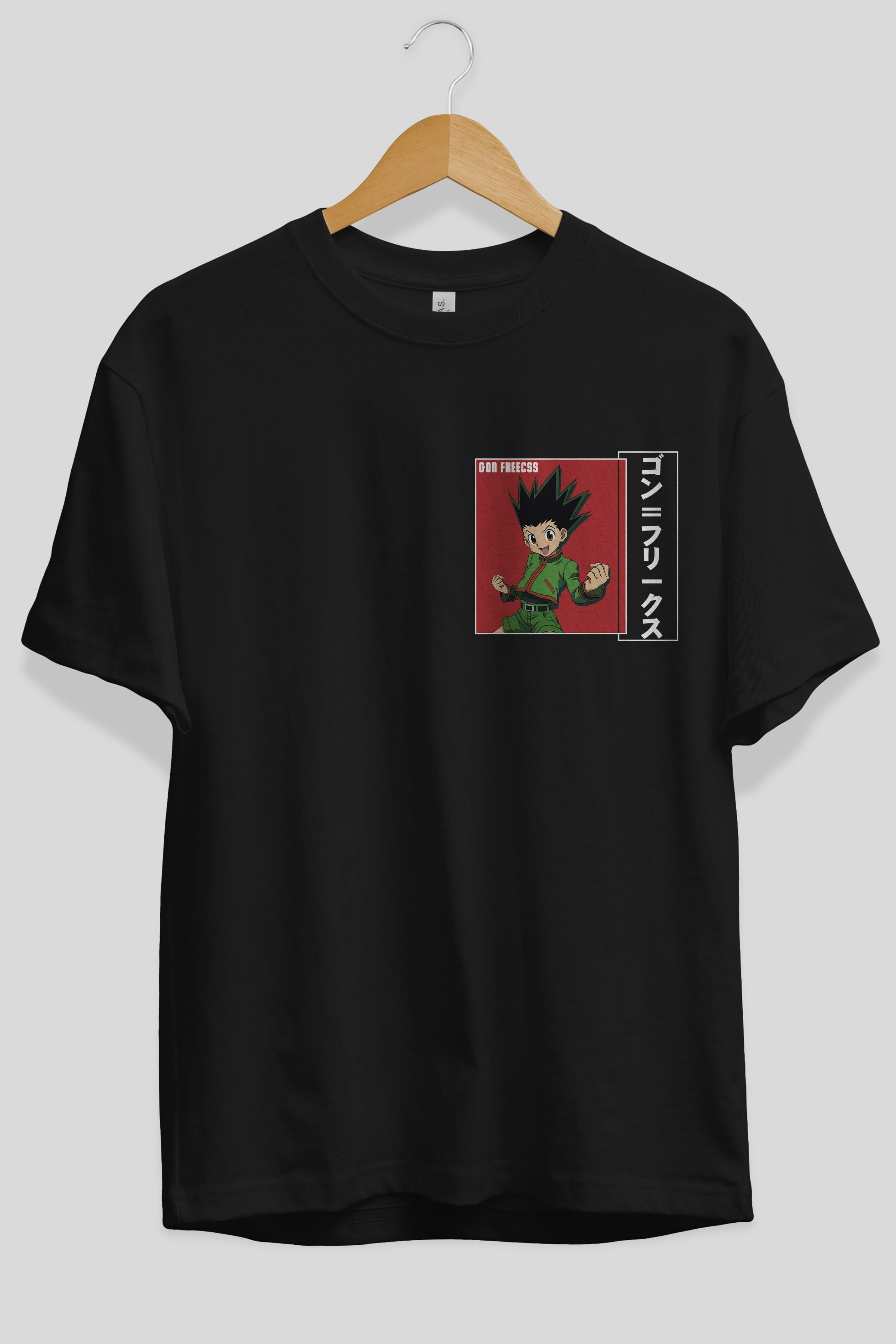 Gon Freecss HUNTER X HUNTER 5 Ön Sol Baskılı Oversize t-shirt Erkek Kadın Unisex %100 Pamuk Bisiklet Yaka tişort