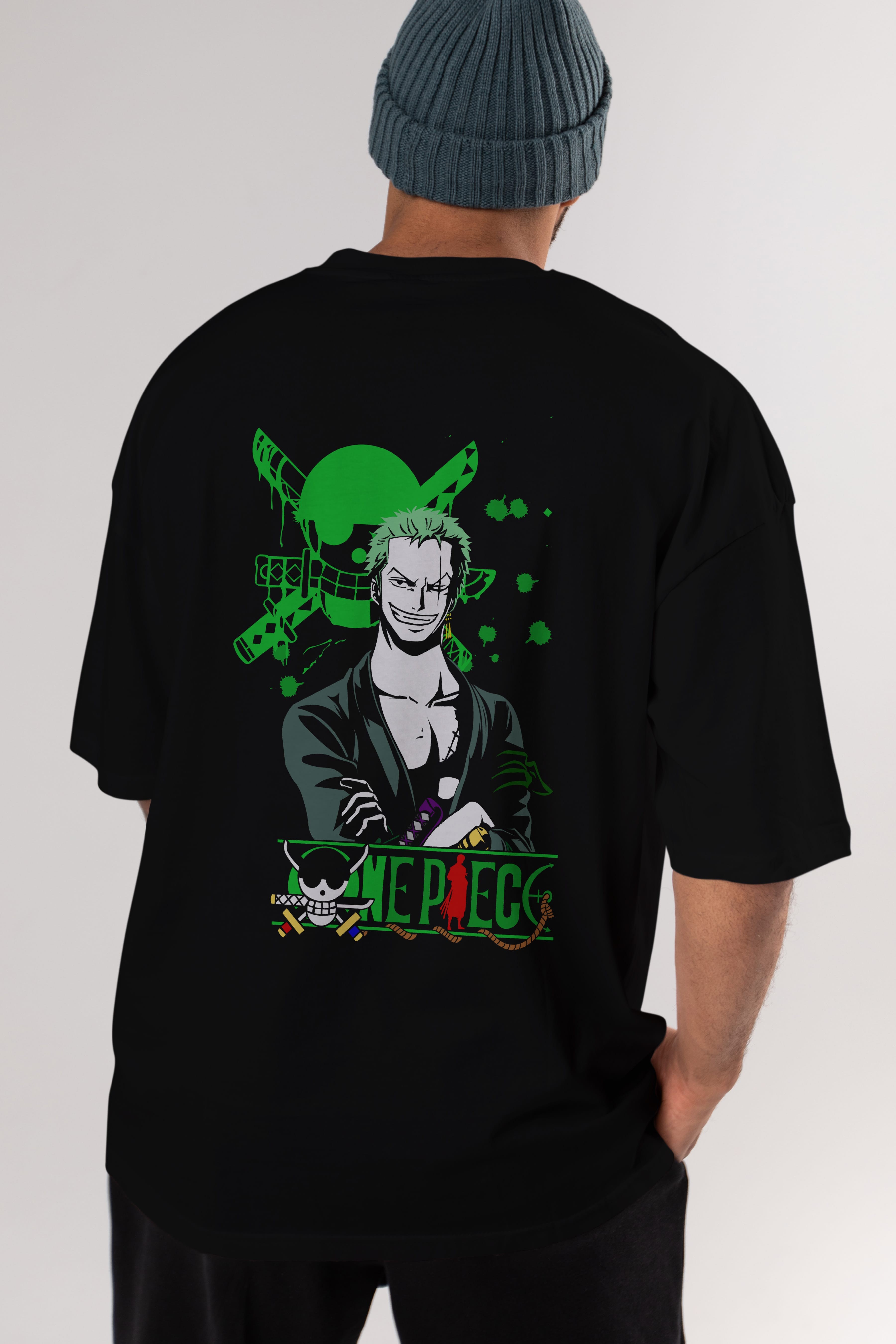 Roronoa Zoro 2 Anime Arka Baskılı Oversize t-shirt Erkek Kadın Unisex %100 pamuk tişort