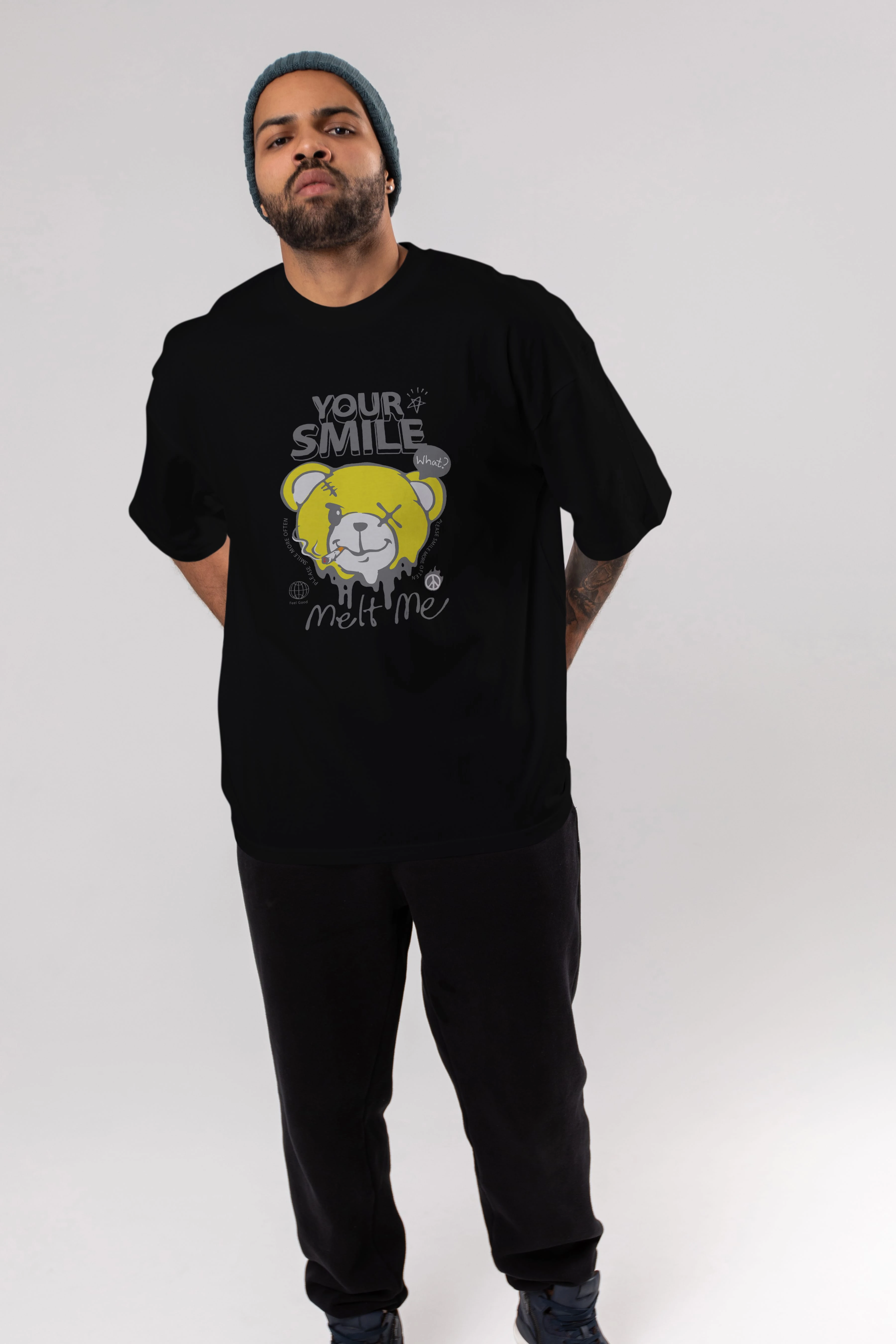Your Smile Bear Ön Baskılı Oversize t-shirt Erkek Kadın Unisex