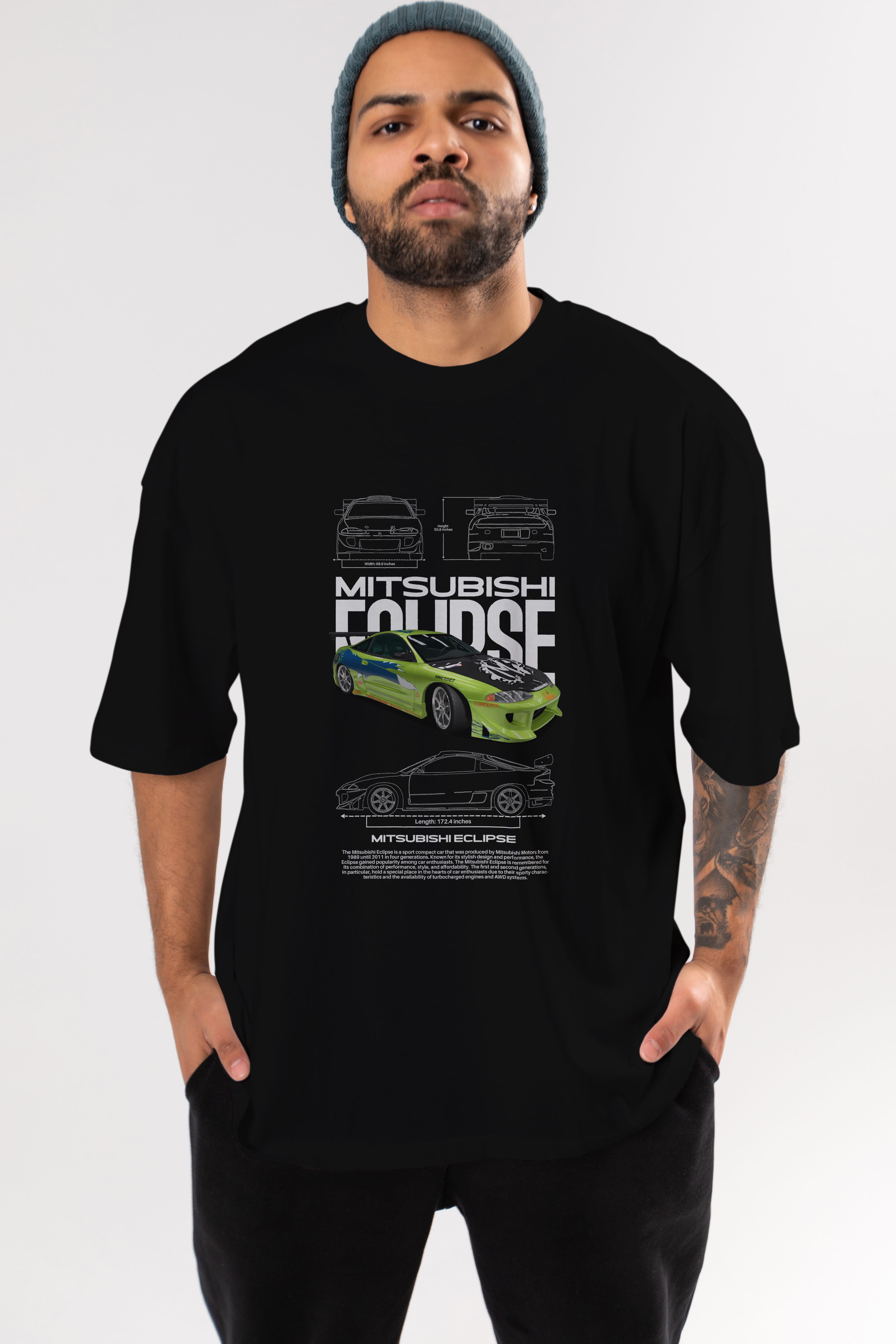 mitsubishi eclipse Ön Baskılı Oversize t-shirt Erkek Kadın Unisex %100 Pamuk Bisiklet Yaka tişort