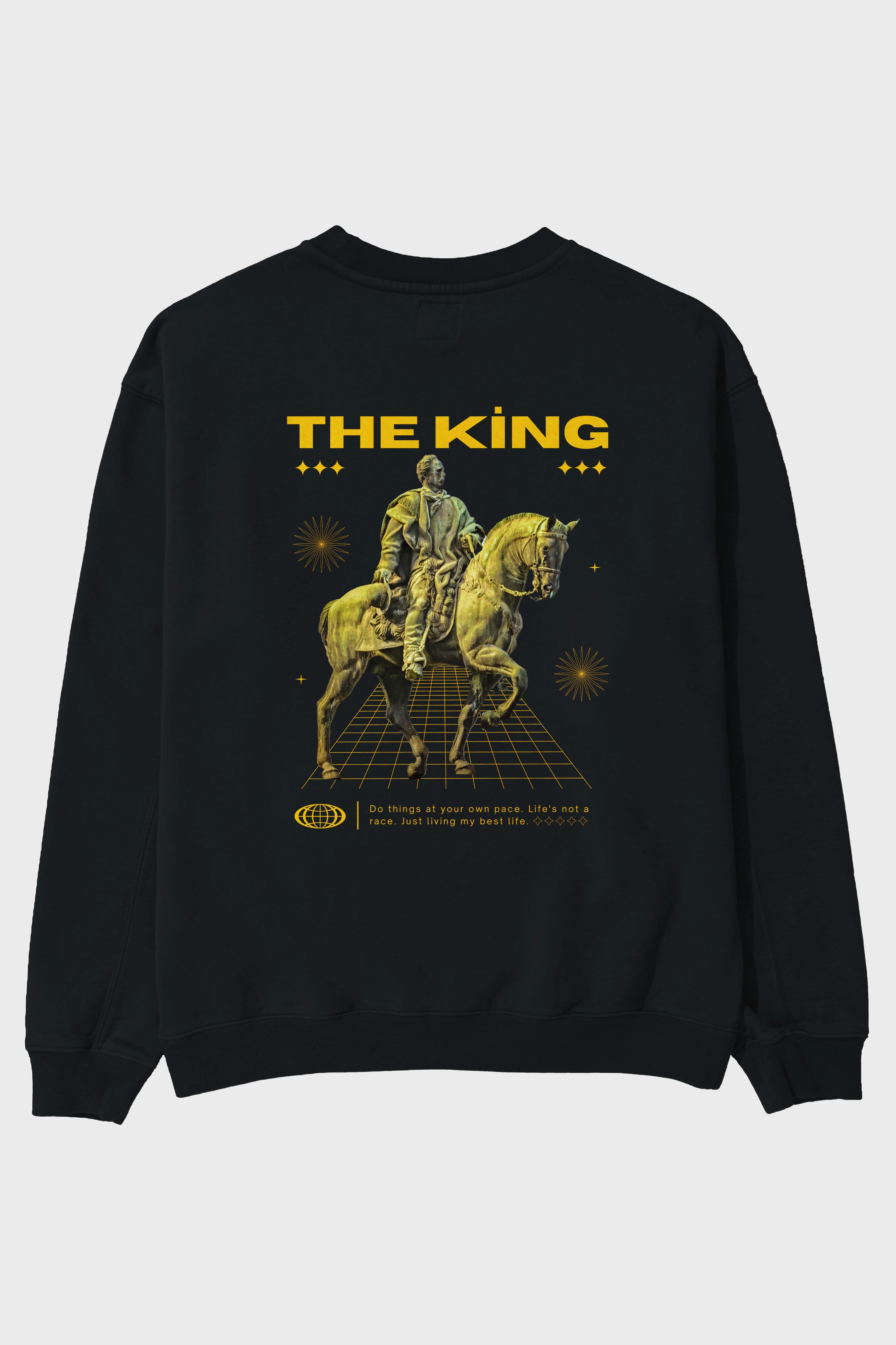 The King Yazılı Arka Baskılı Oversize Sweatshirt Erkek Kadın Unisex