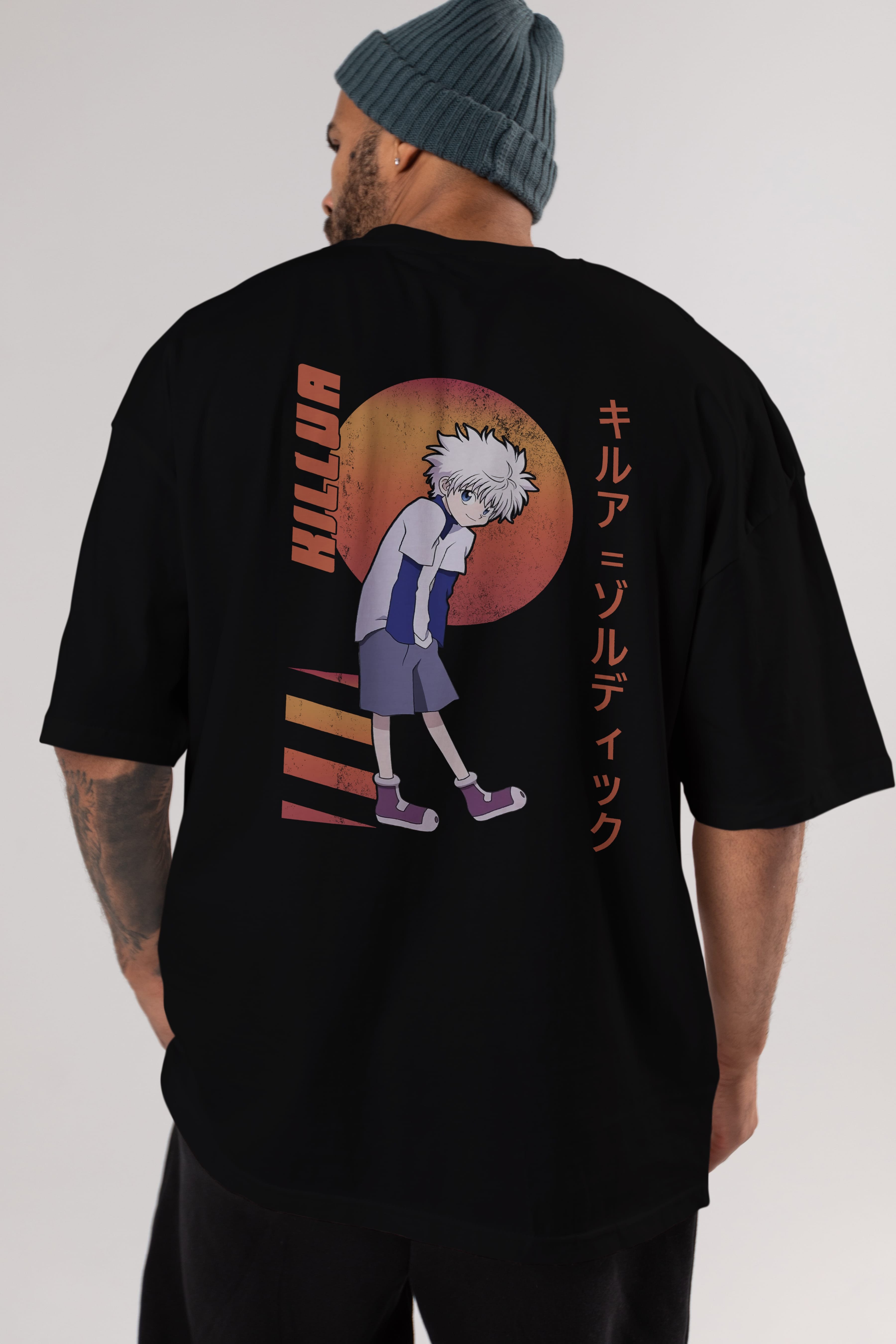 Killua Zoldyck 5 2 Anime Arka Baskılı Oversize t-shirt Erkek Kadın Unisex