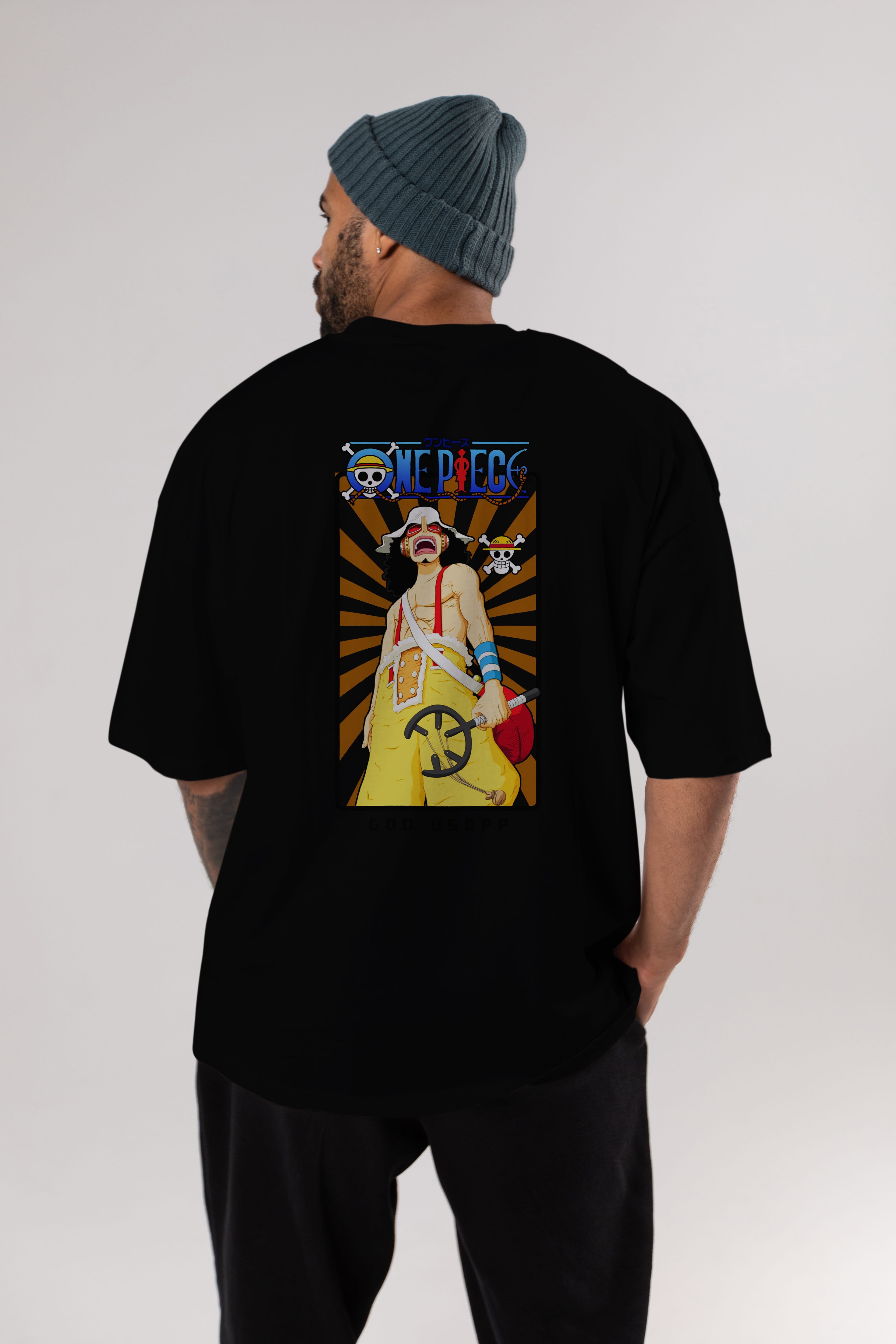 Usopp Anime Arka Baskılı Oversize t-shirt Erkek Kadın Unisex %100 pamuk tişort