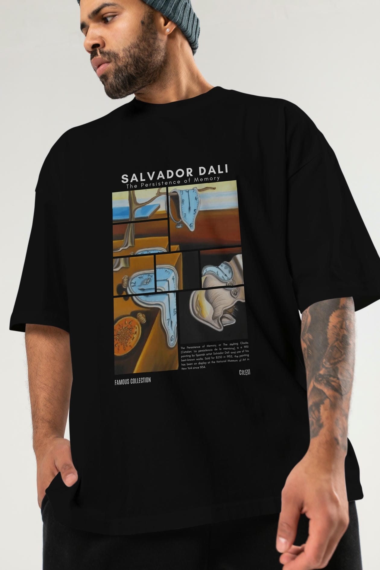 Salvador Dali ön Baskılı Oversize t-shirt Erkek Kadın Bisiklet Yaka Pamuk tişort