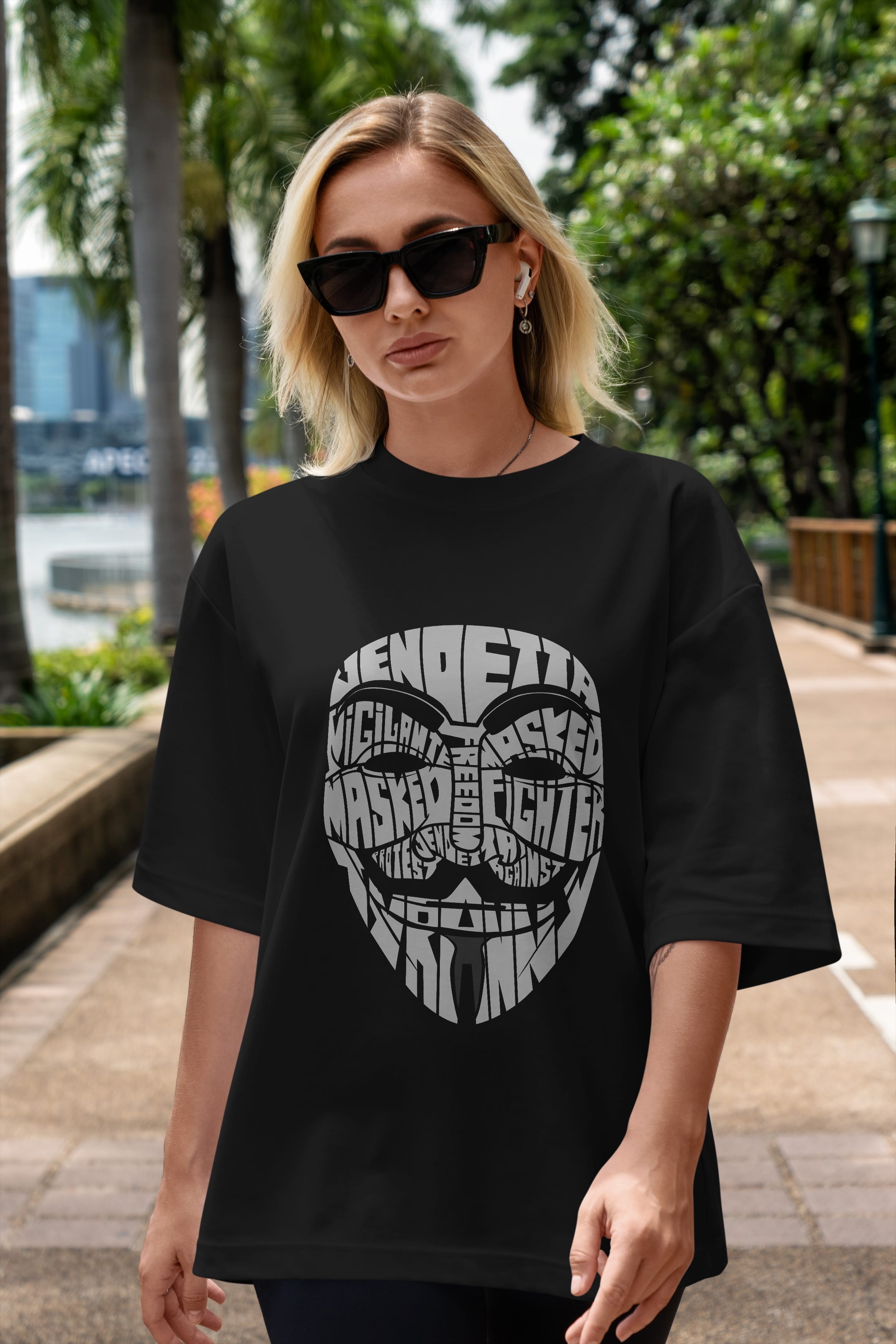 Vendetta Ön Baskılı Oversize t-shirt %100 pamuk Erkek Kadın Unisex