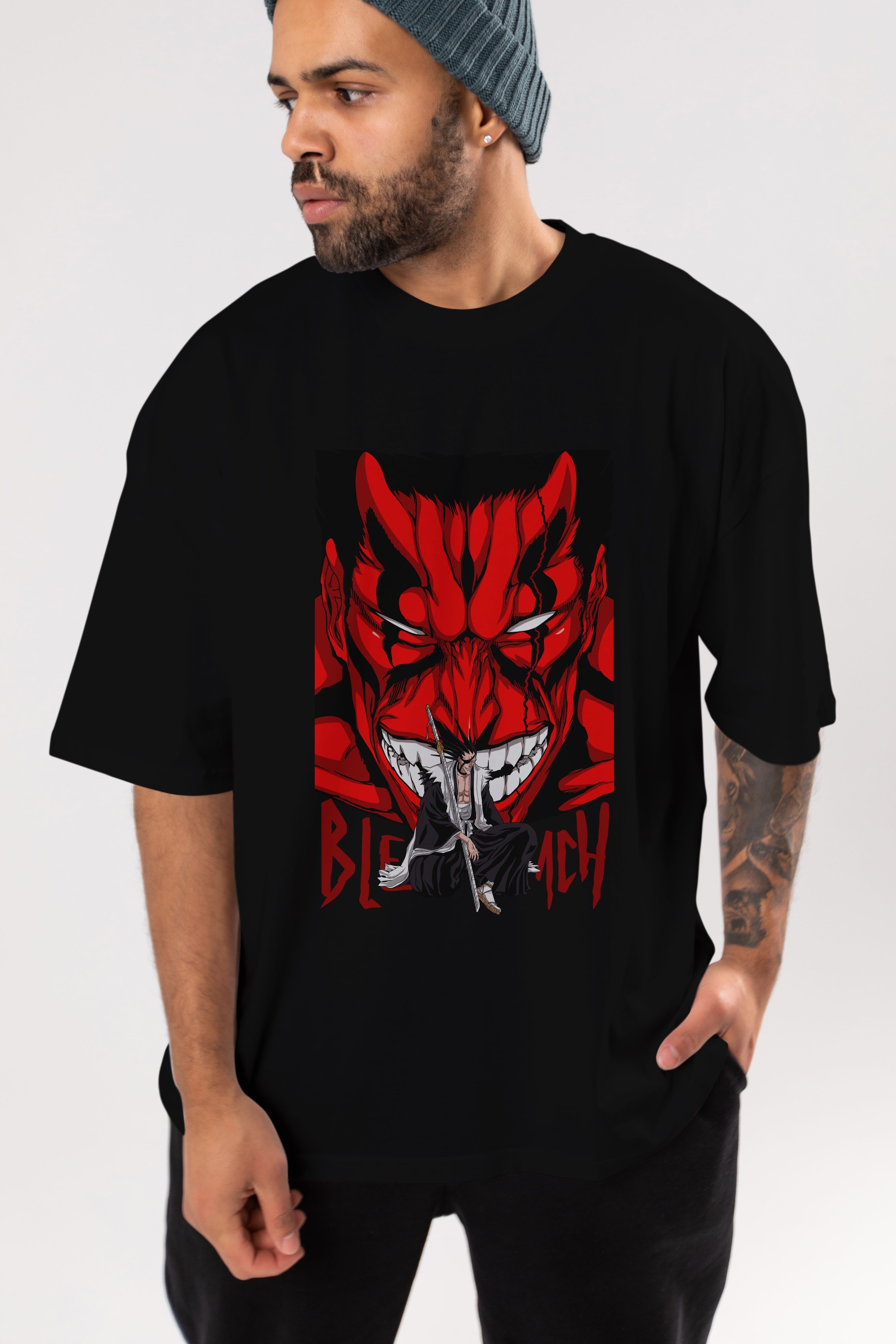 KENPACHI ZARAKI BLEACH Anime Ön Baskılı Oversize t-shirt %100 pamuk Erkek Kadın Unisex