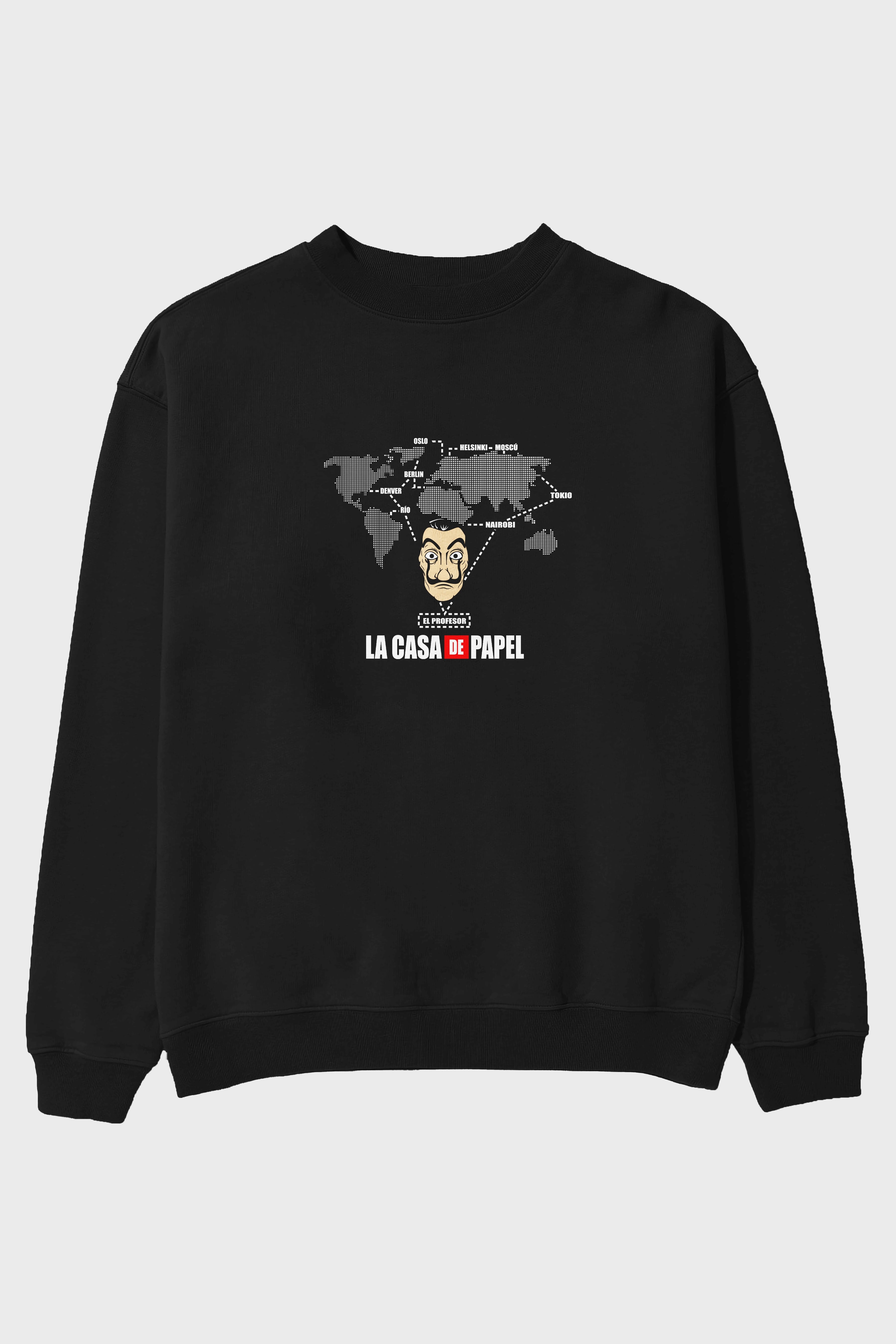 La Casa De Papel Ön Baskılı Oversize Sweatshirt Erkek Kadın Unisex