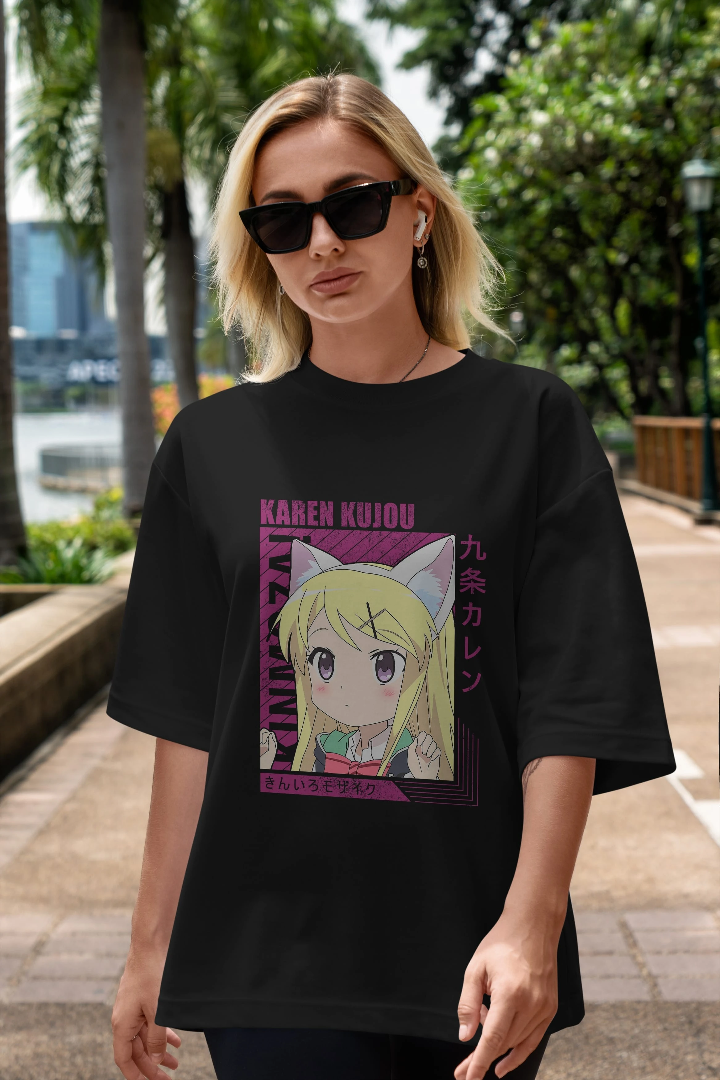 Karen Kujou 4 Anime Ön Baskılı Oversize t-shirt %100 pamuk Erkek Kadın Unisex