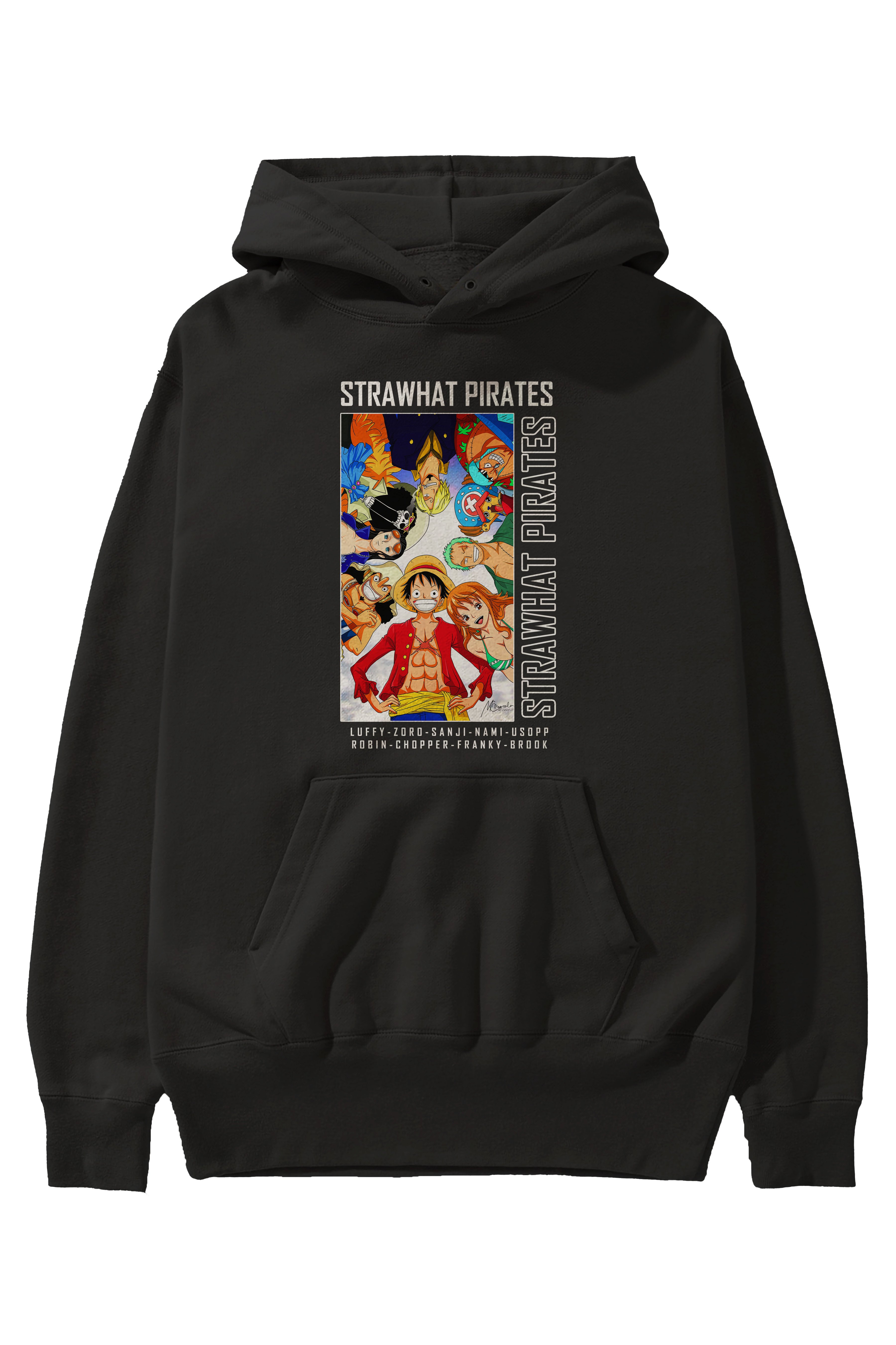 Luffy Strahwat Anime Ön Baskılı Hoodie Oversize Kapüşonlu Sweatshirt Erkek Kadın Unisex