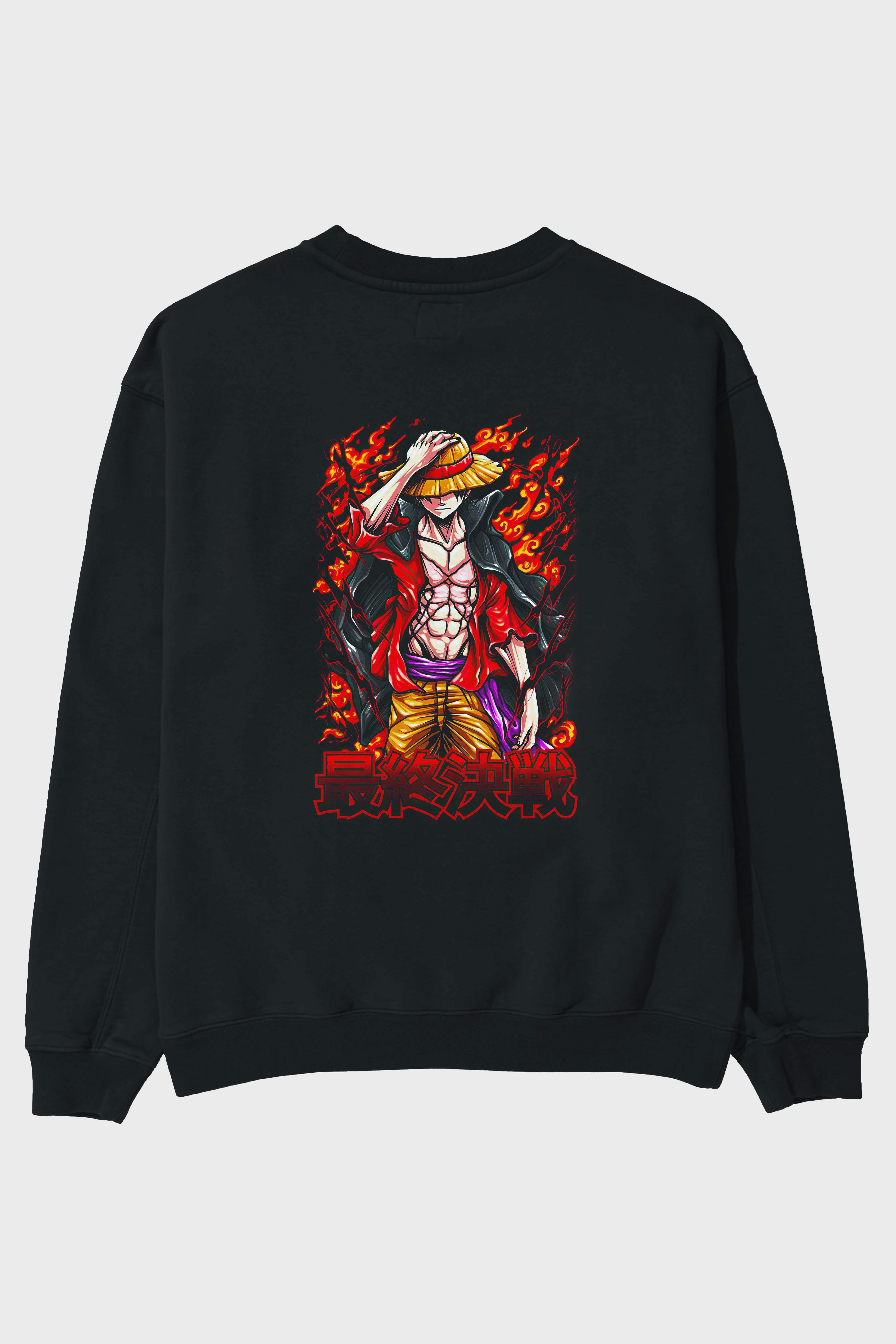 MONKEY D. LUFFY (3) Anime Arka Baskılı Oversize Sweatshirt Erkek Kadın Unisex