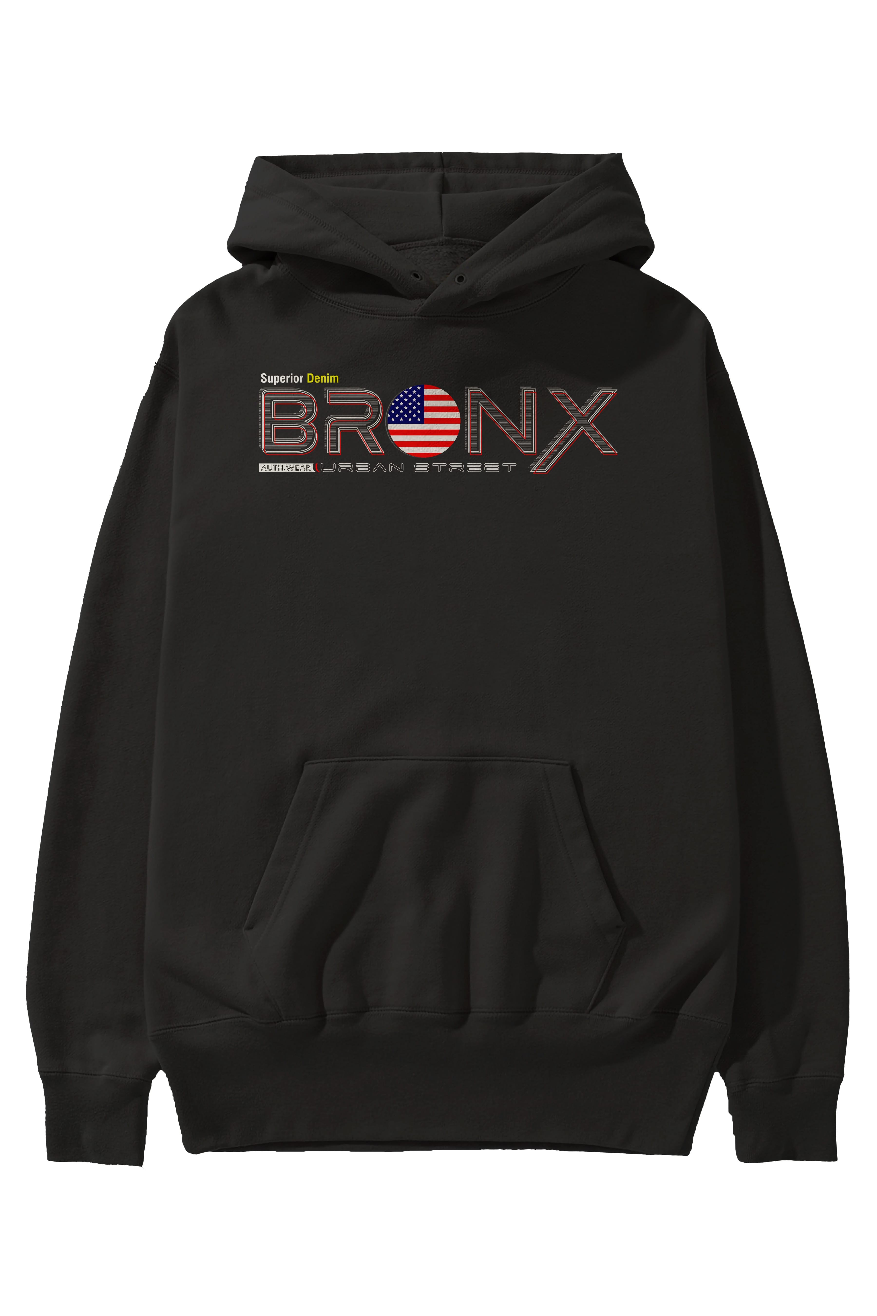 Bronx Ön Baskılı Oversize Hoodie Kapüşonlu Sweatshirt Erkek Kadın Unisex