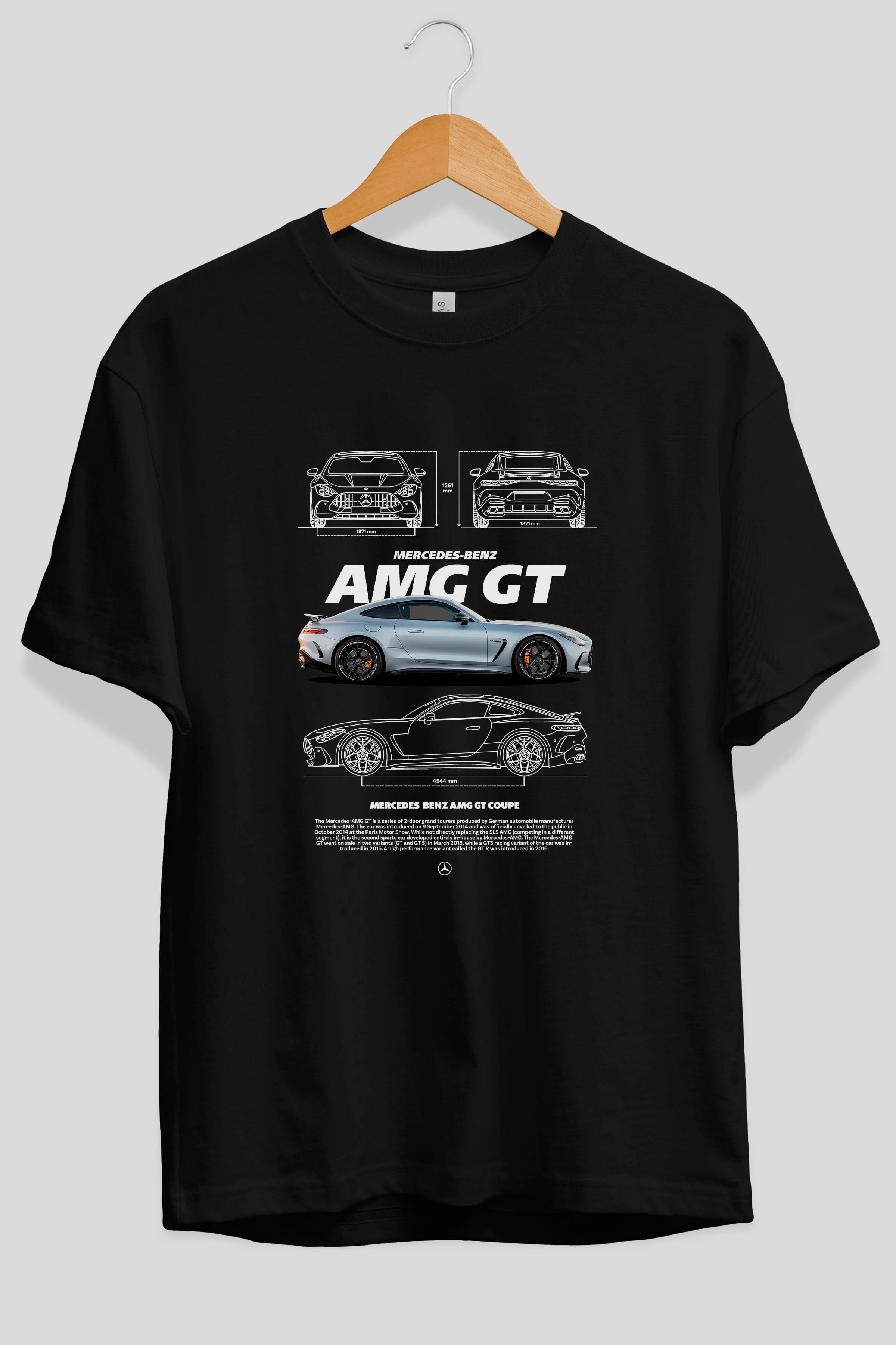 Mercedes AMG GT Coupe Ön Baskılı Oversize t-shirt Erkek Kadın Unisex %100 Pamuk Bisiklet Yaka tişort