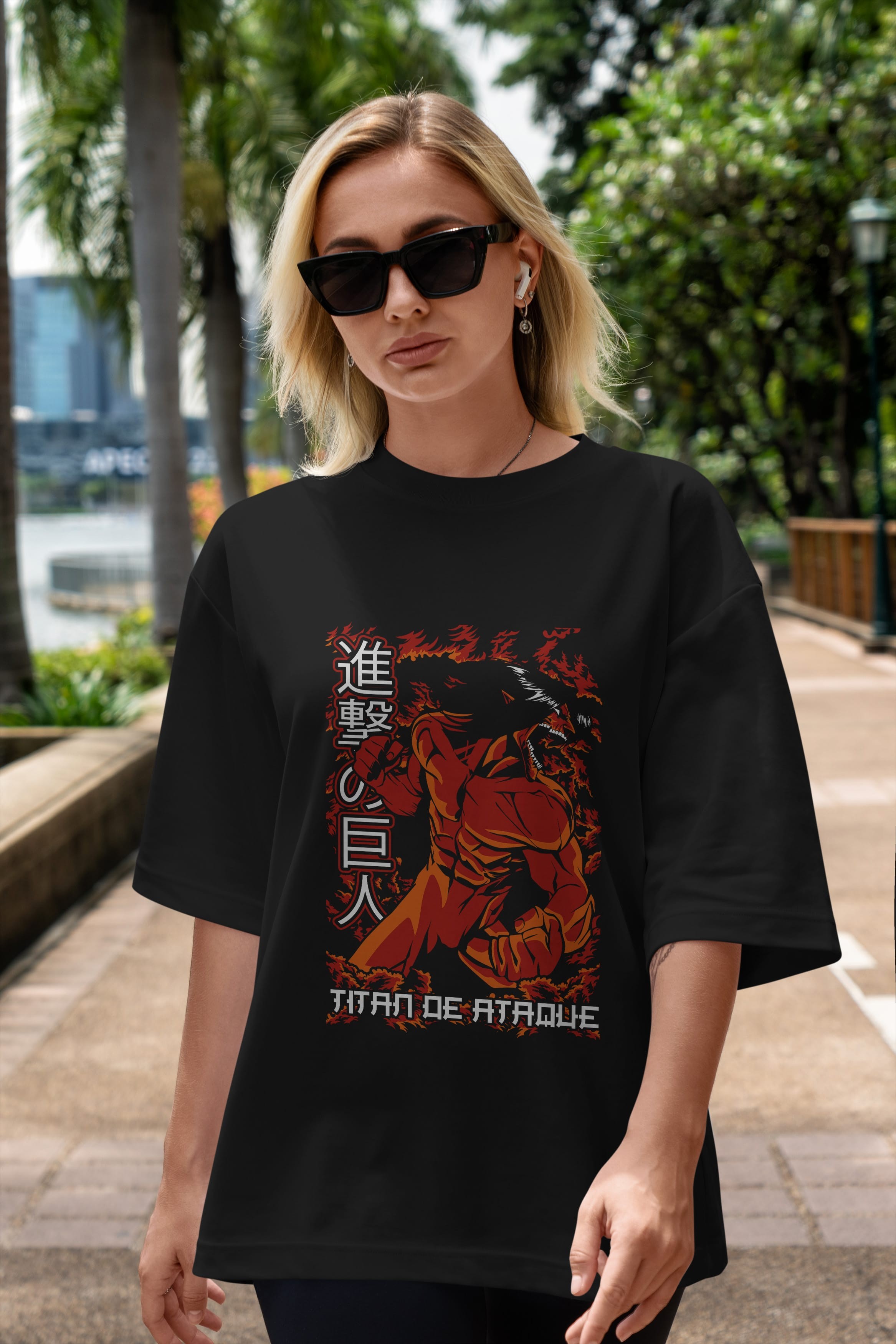 Eren Yeager Anime Ön Baskılı Oversize t-shirt Erkek Kadın Unisex