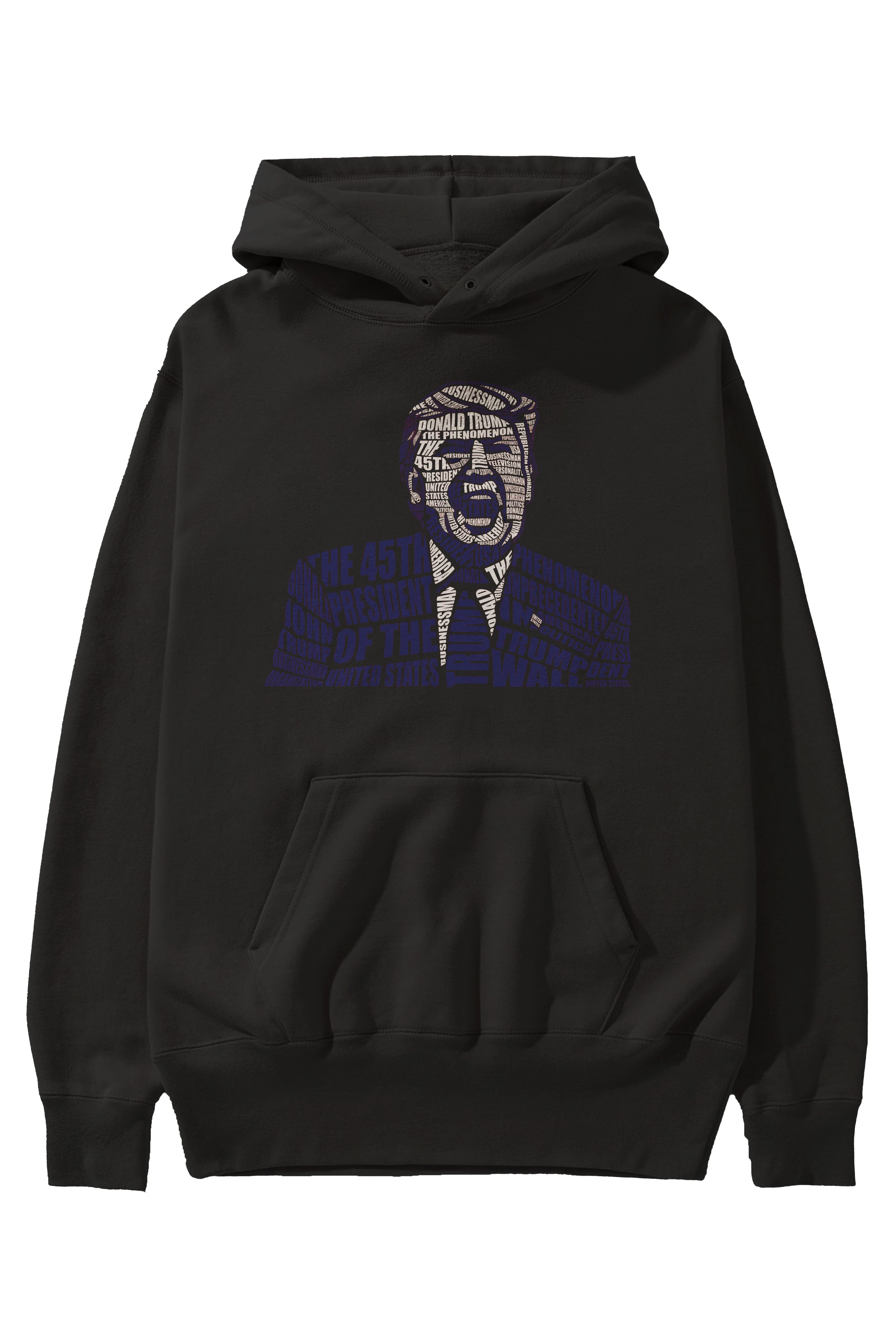 Trump Calligram Ön Baskılı Hoodie Oversize Kapüşonlu Sweatshirt Erkek Kadın Unisex