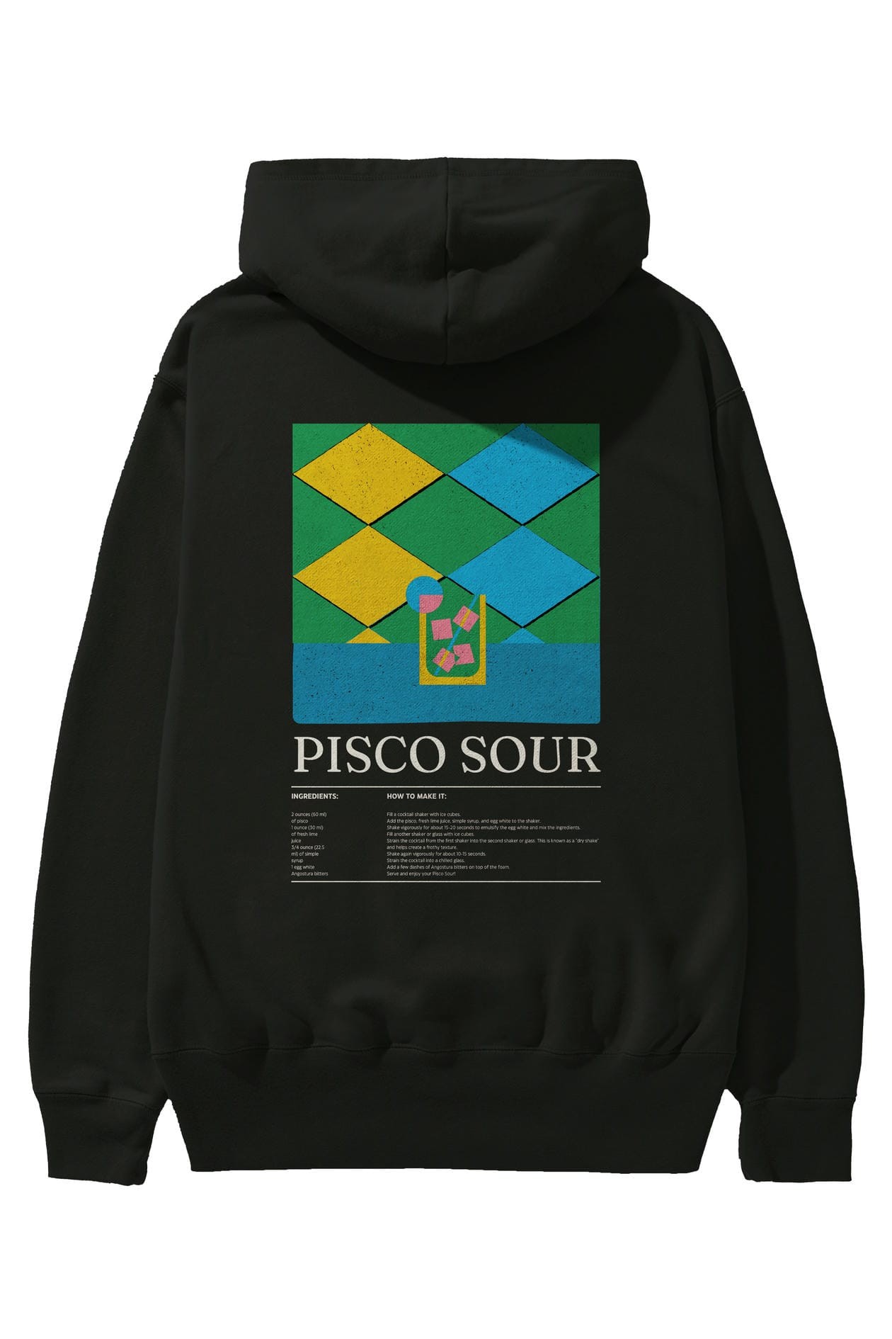 Pisco Sour Kokteyl Arka Baskılı Hoodie Oversize Kapüşonlu Sweatshirt Erkek Kadın