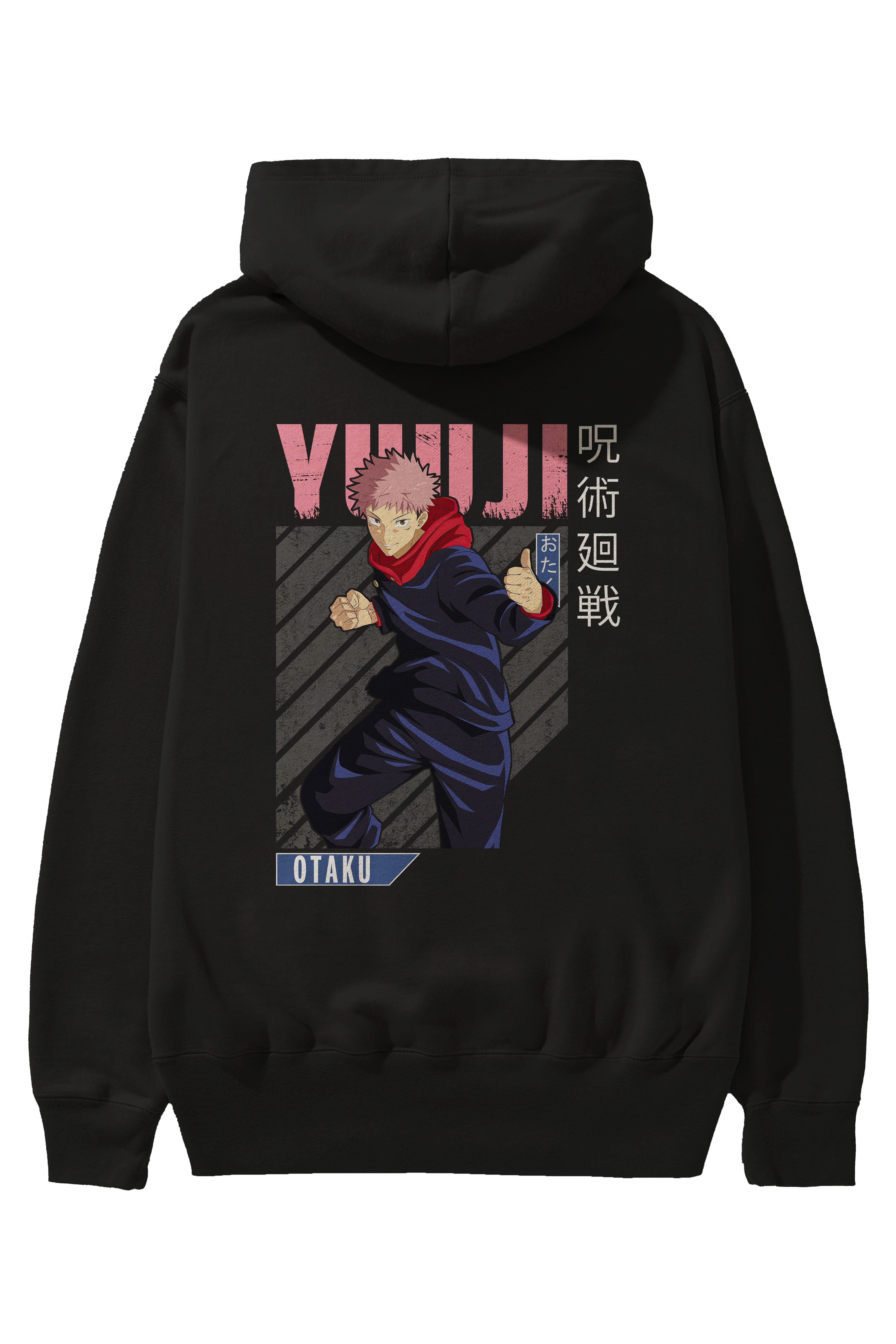 Yuuji Itadori Anime Arka Baskılı Hoodie Oversize Kapüşonlu Sweatshirt Erkek Kadın Unisex
