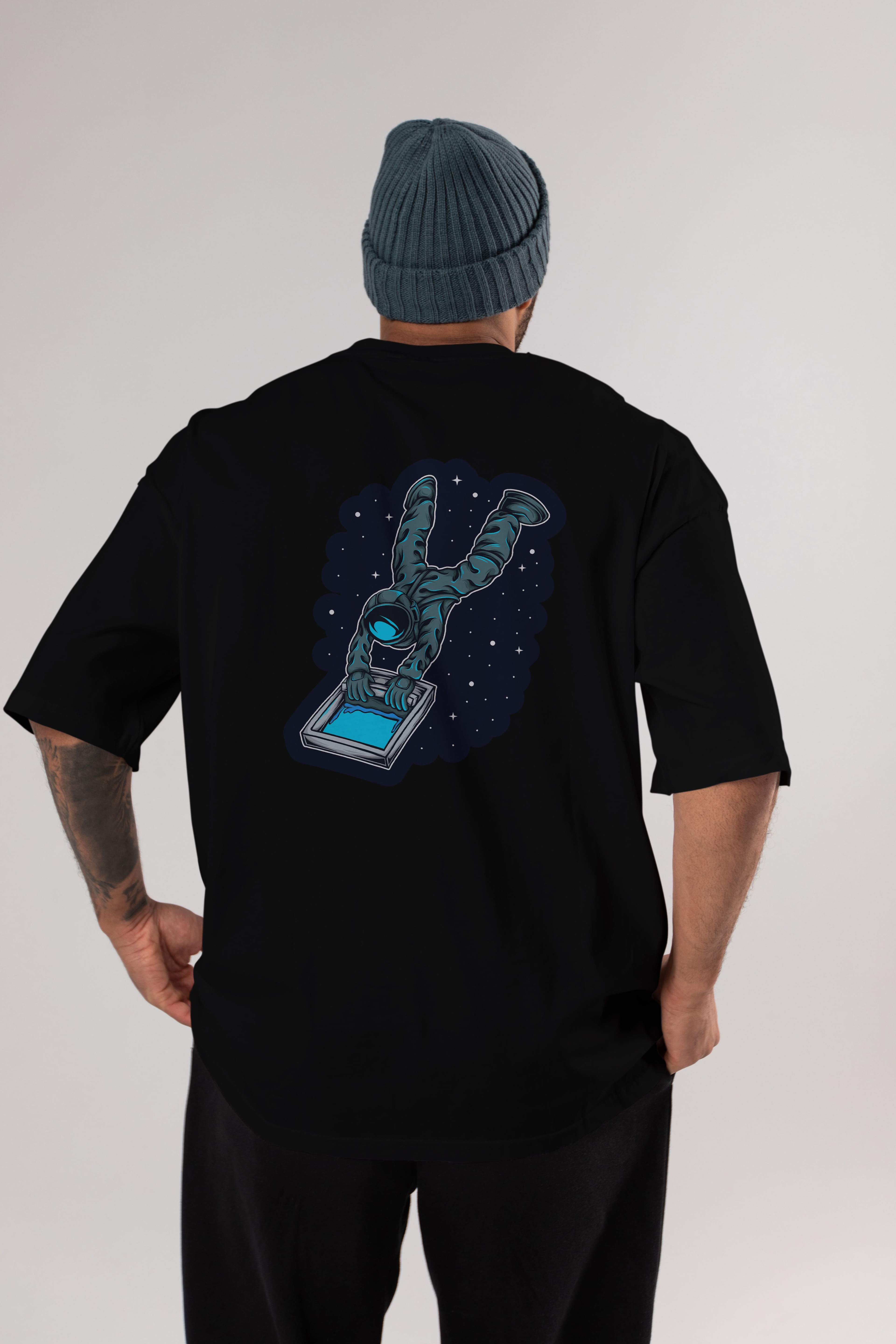 Astroscreen Sticker Arka Baskılı Oversize t-shirt Erkek Kadın Unisex