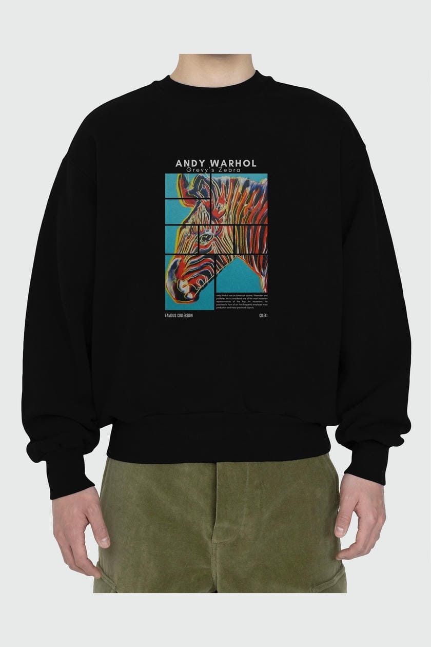 Andy Warhol ön Baskılı Oversize Sweatshirt Erkek Kadın Unisex