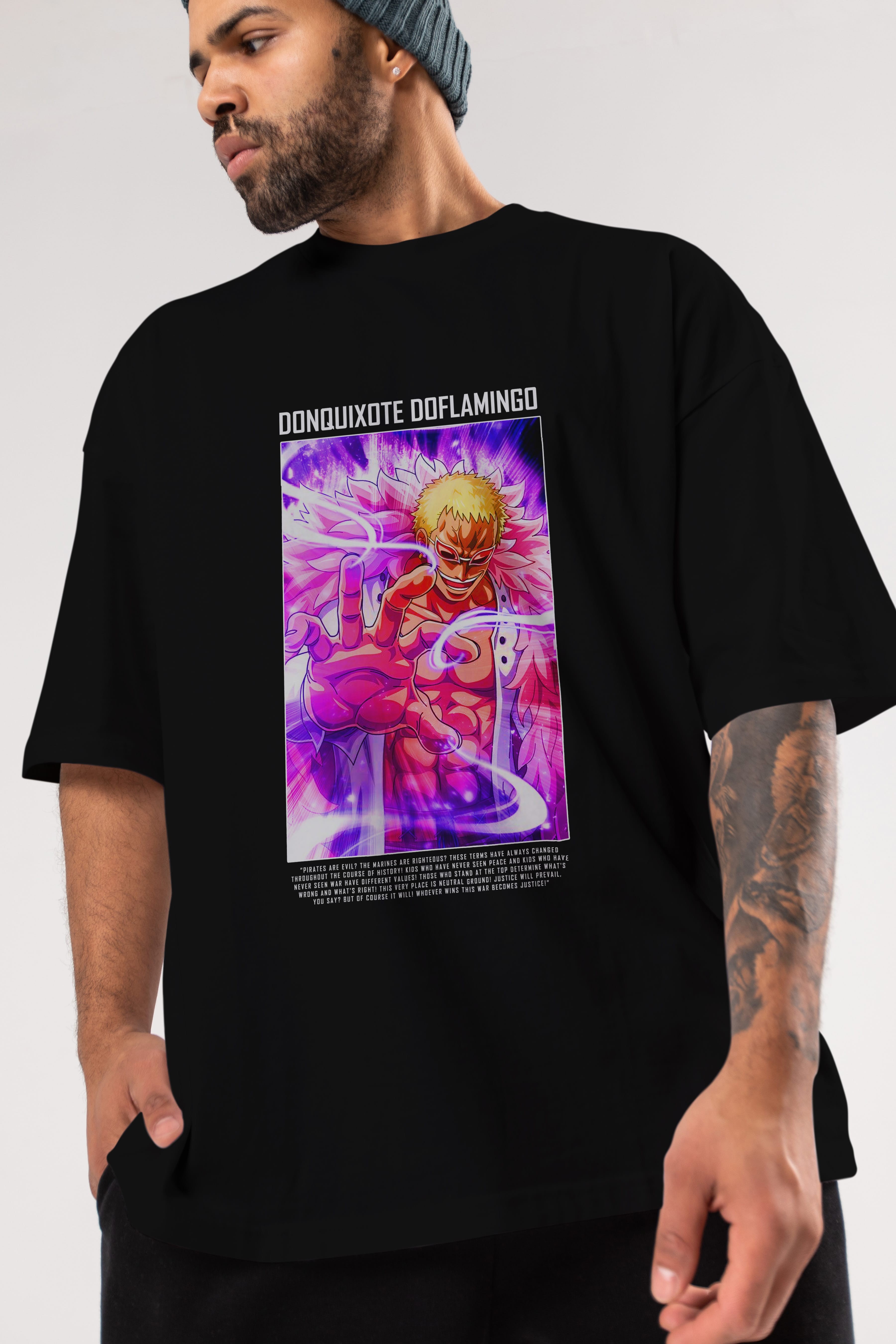 Doflamingo Anime Ön Baskılı Oversize t-shirt Erkek Kadın Unisex