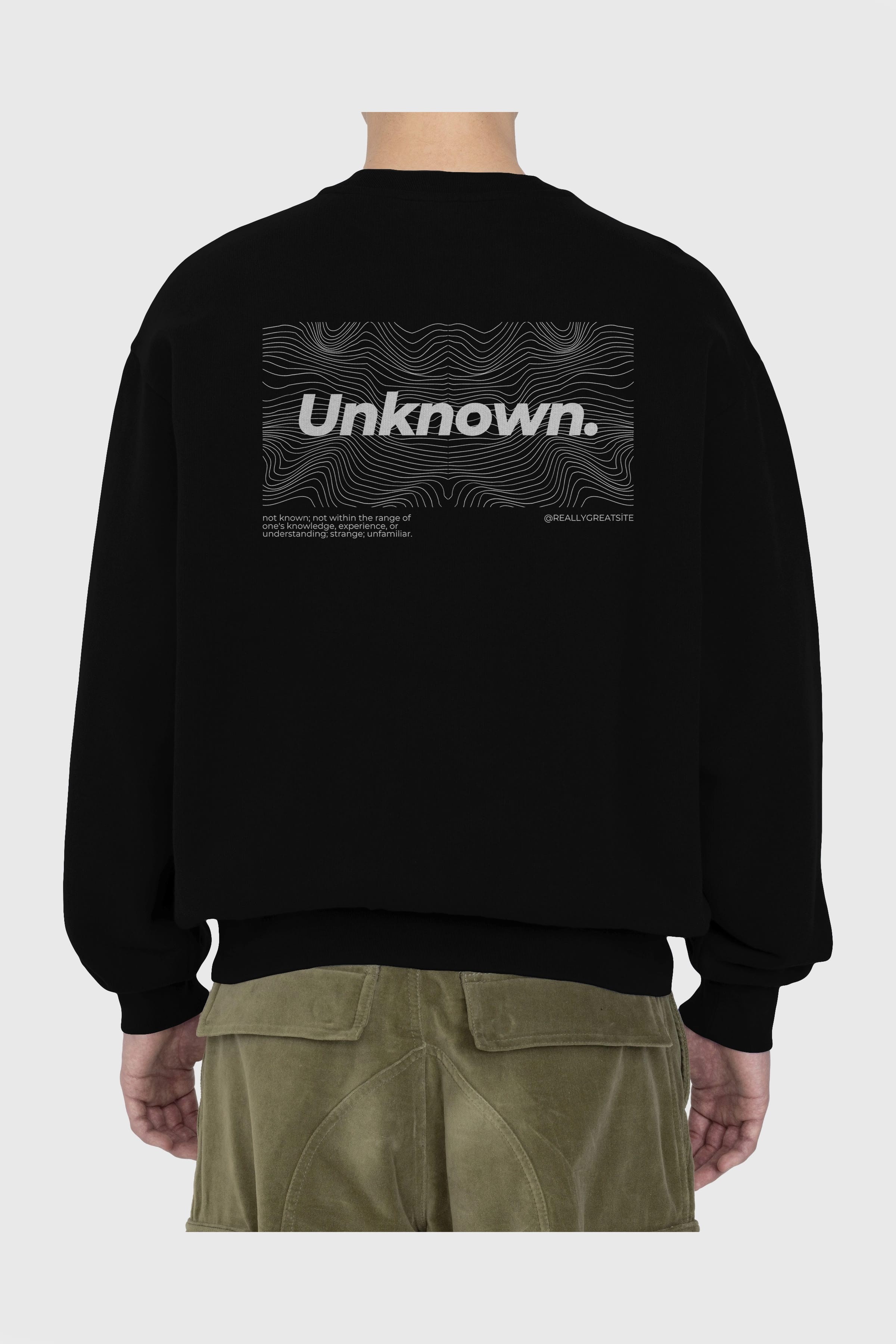 Unknown Yazılı Arka Baskılı Oversize Sweatshirt Erkek Kadın Unisex