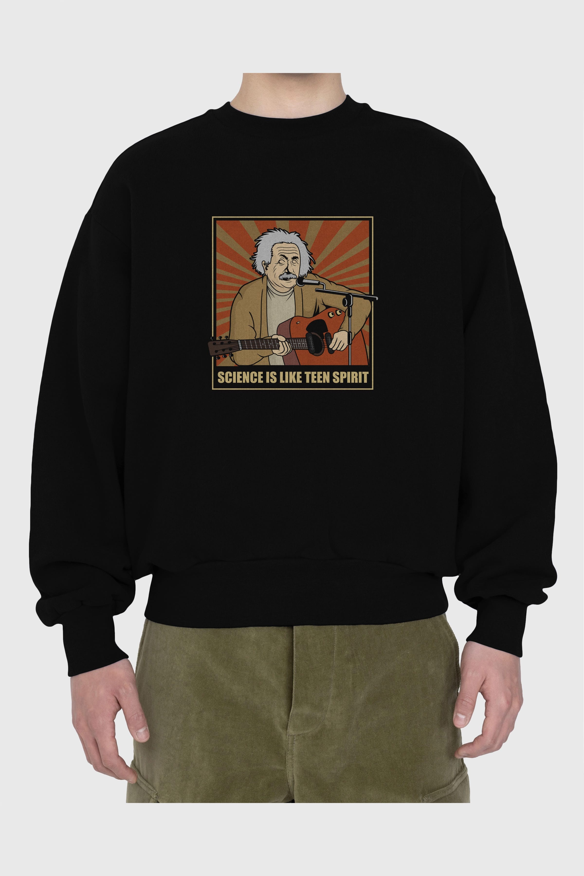 Kurt Einstein Ön Baskılı Oversize Sweatshirt Erkek Kadın Unisex