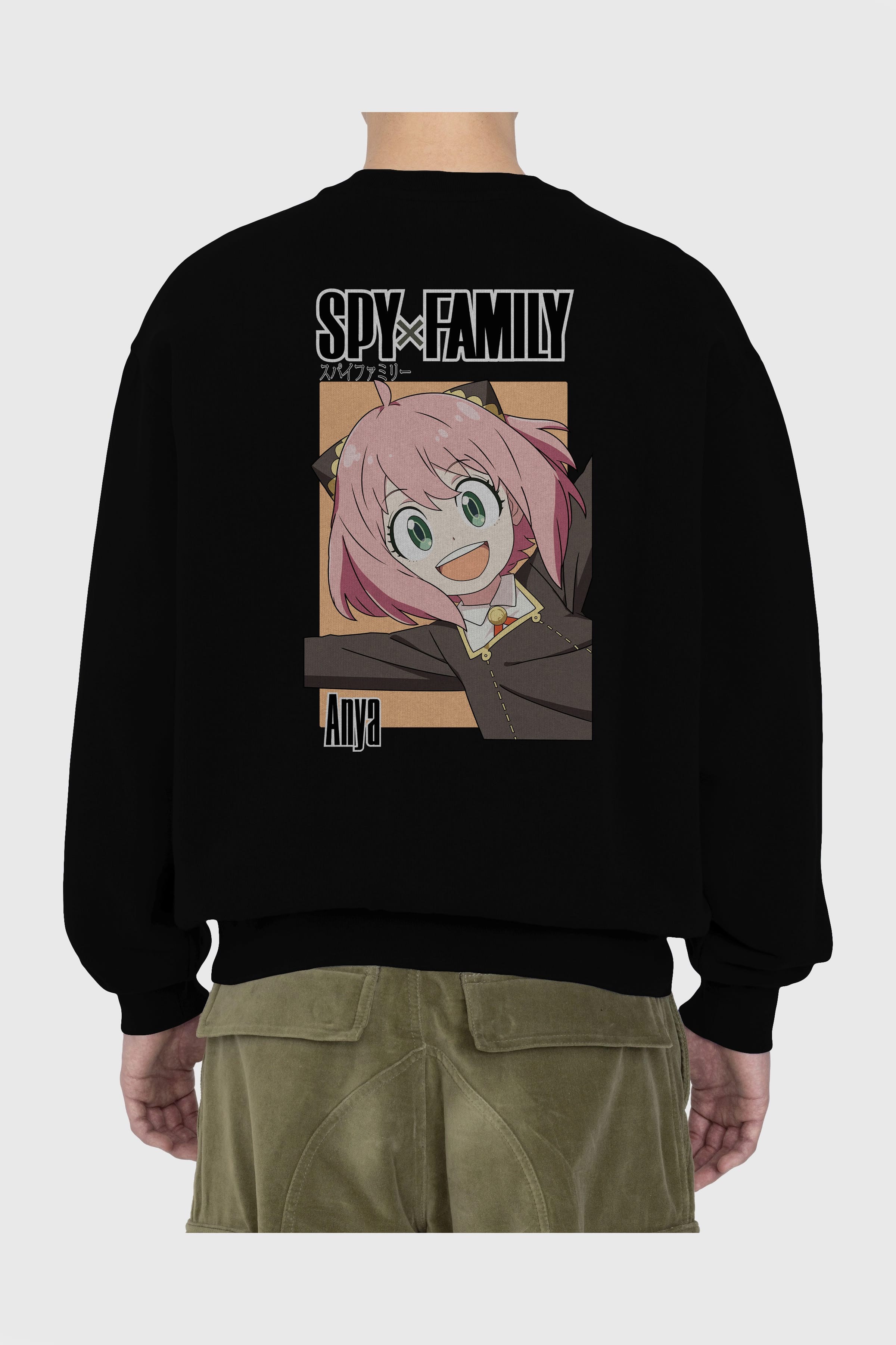 SPY X FAMILY Anya Anime Arka Baskılı Oversize Sweatshirt Erkek Kadın Unisex
