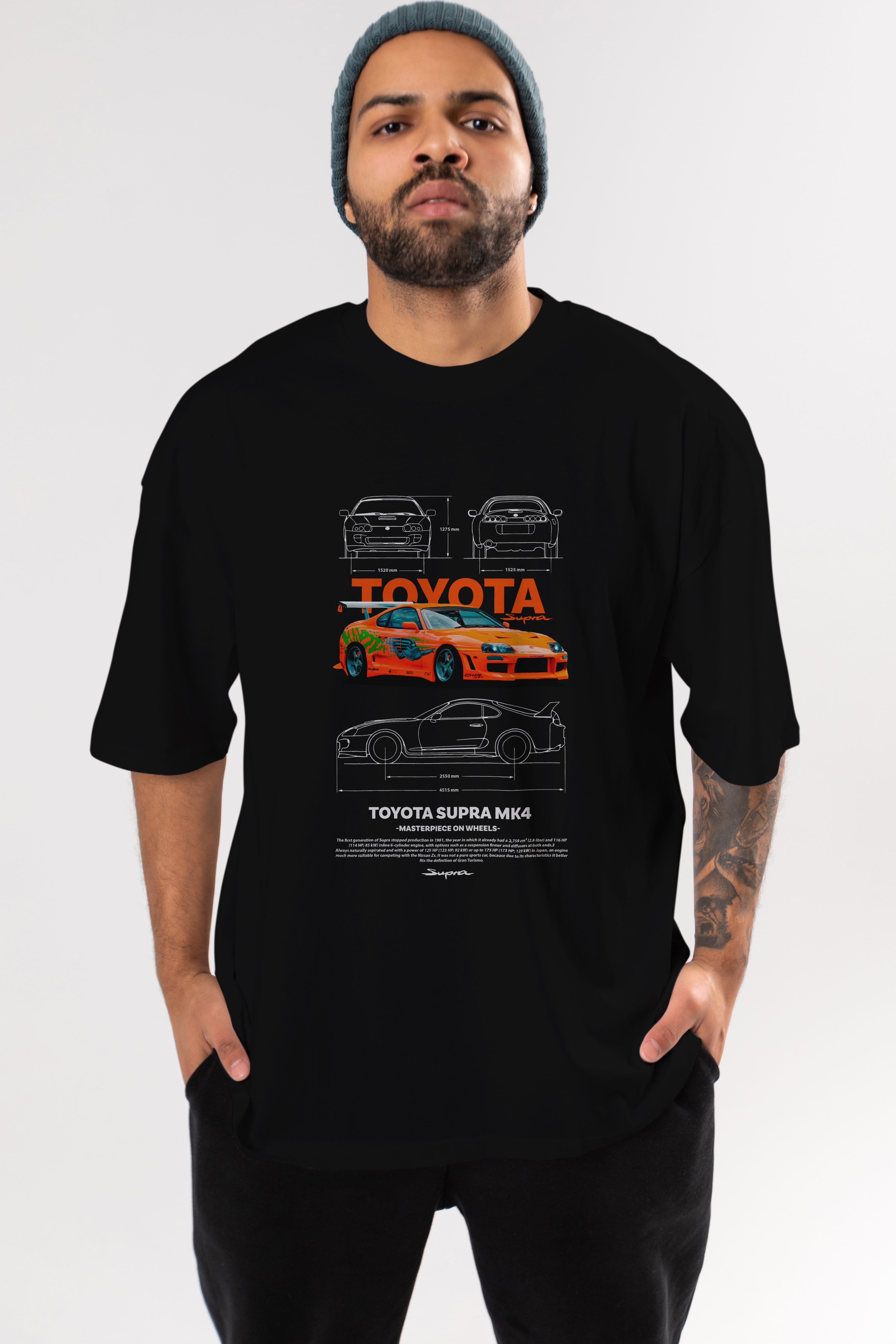 Toyota SUPRA MK4 3 Ön Baskılı Oversize t-shirt Erkek Kadın Unisex %100 Pamuk Bisiklet Yaka tişort