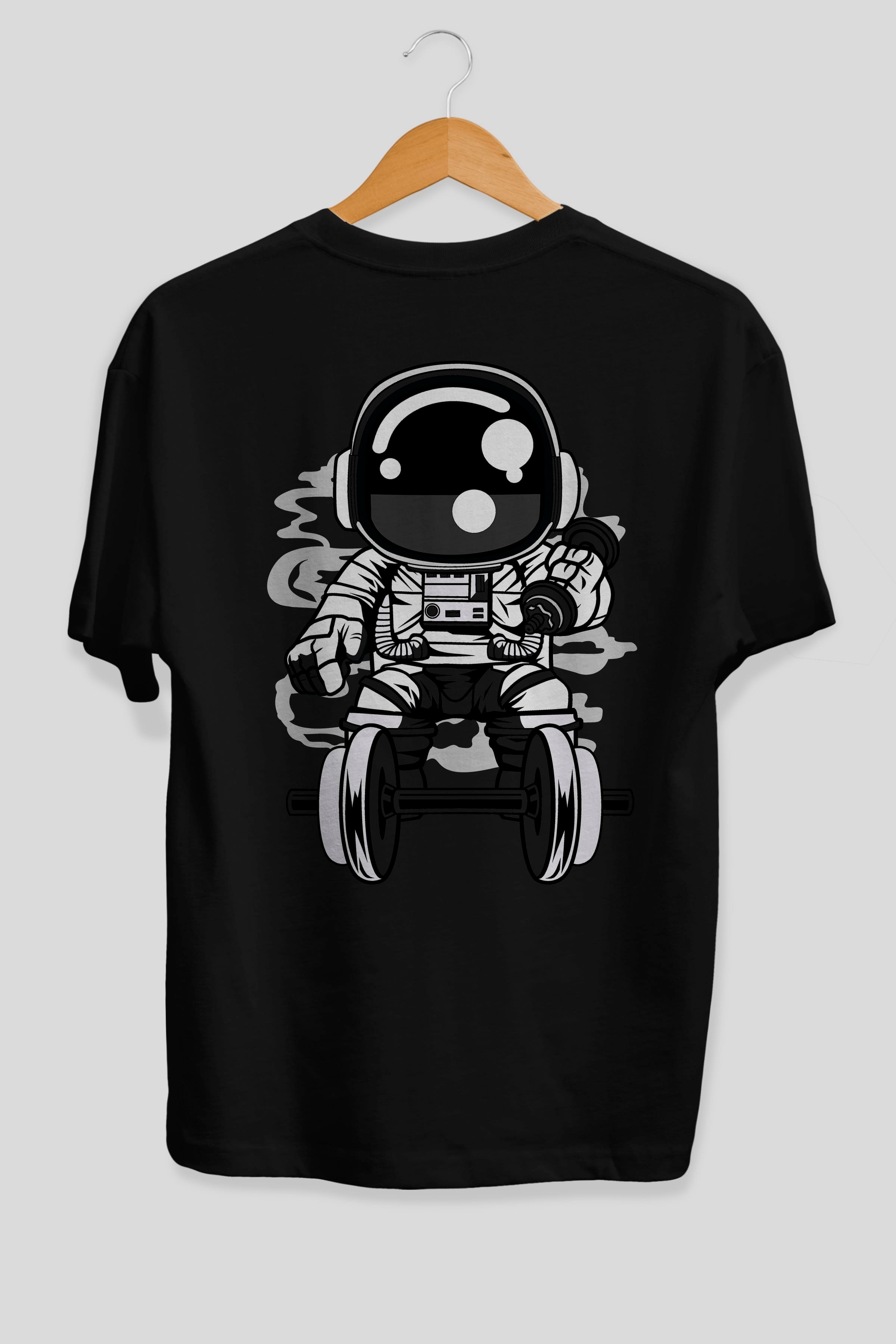 Astronaut Gym Arka Baskılı Oversize t-shirt Erkek Kadın Unisex