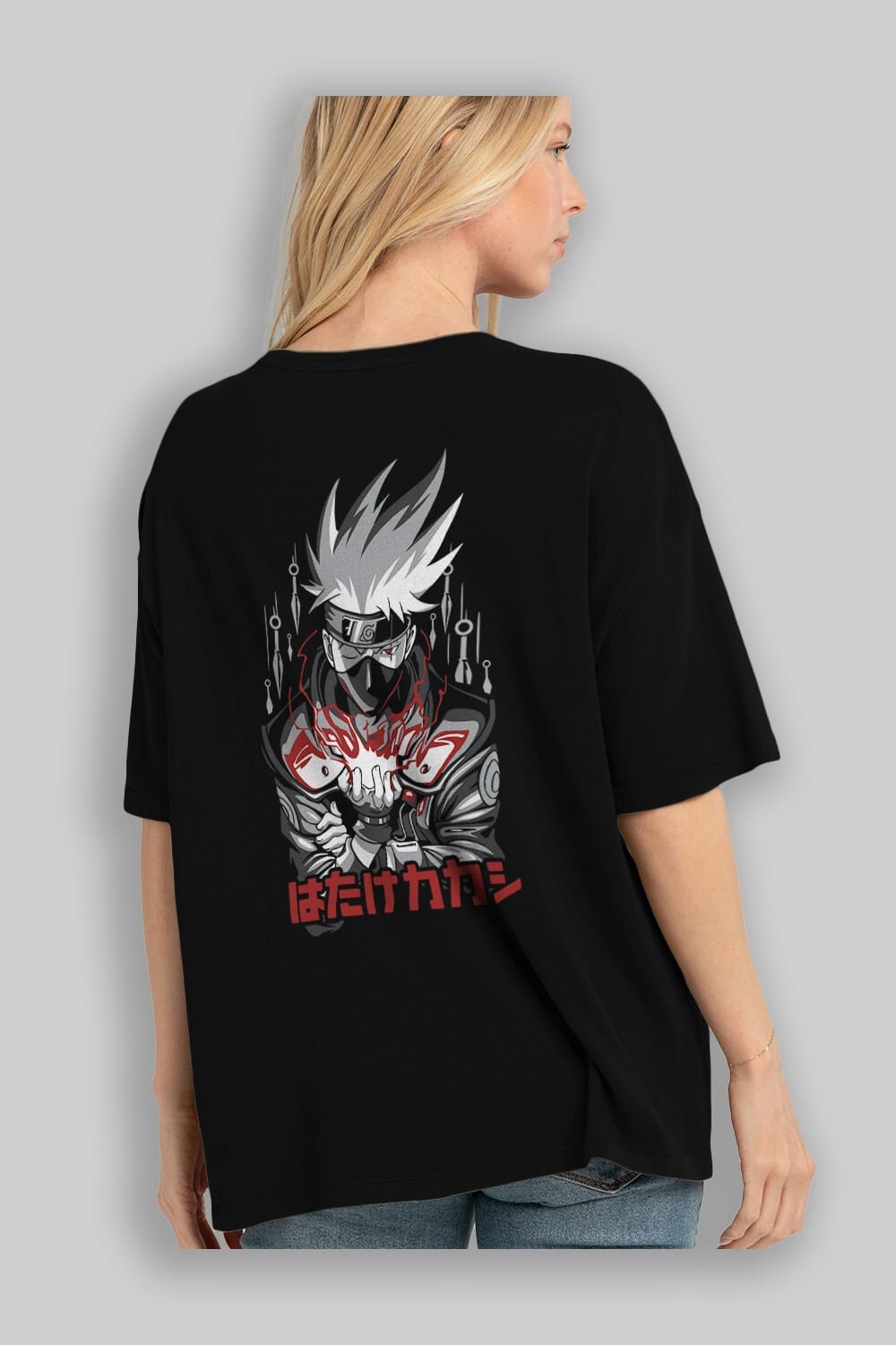 KAKASHI HATAKE NARUTO 1 Anime Arka Baskılı Oversize t-shirt Erkek Kadın Unisex