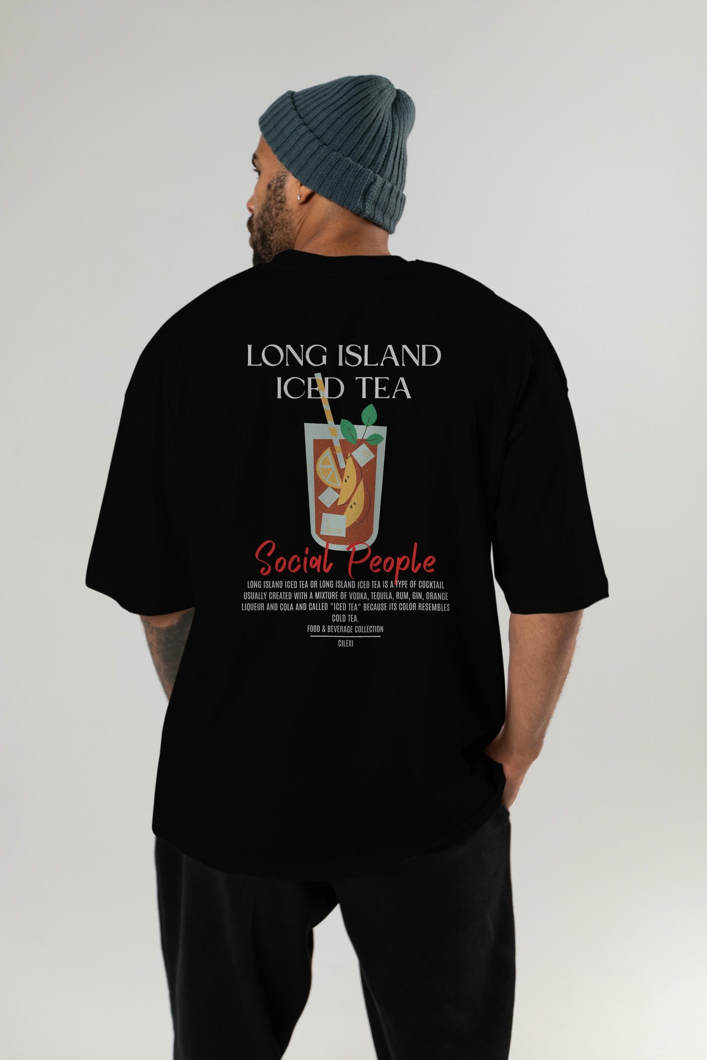 Long Island ıced tea Kokteyl Serisi Baskılı Oversize t-shirt Erkek Kadın Unisex %100 Pamuk Bisiklet Yaka tişort