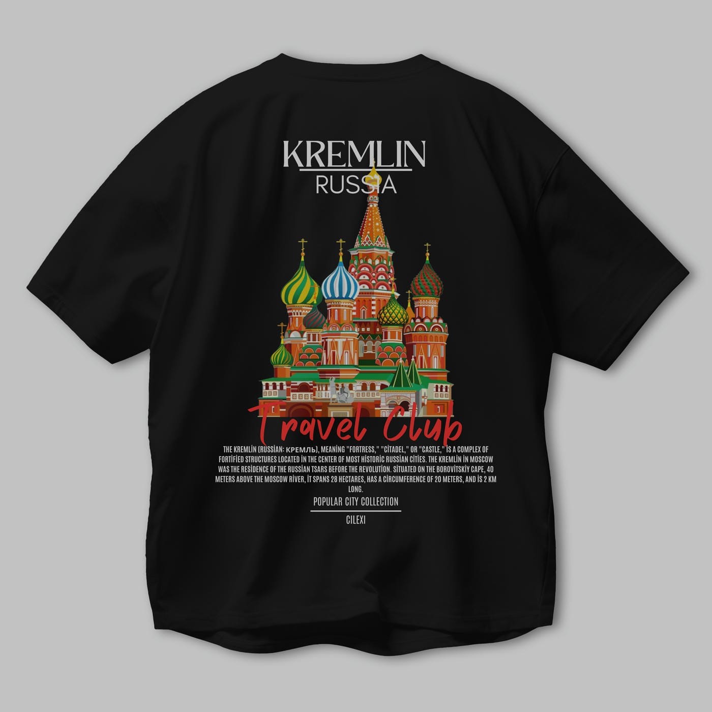 Kremlin Russia Arka Baskılı Oversize t-shirt Erkek Kadın Pamuk Bisiklet Yaka tişort
